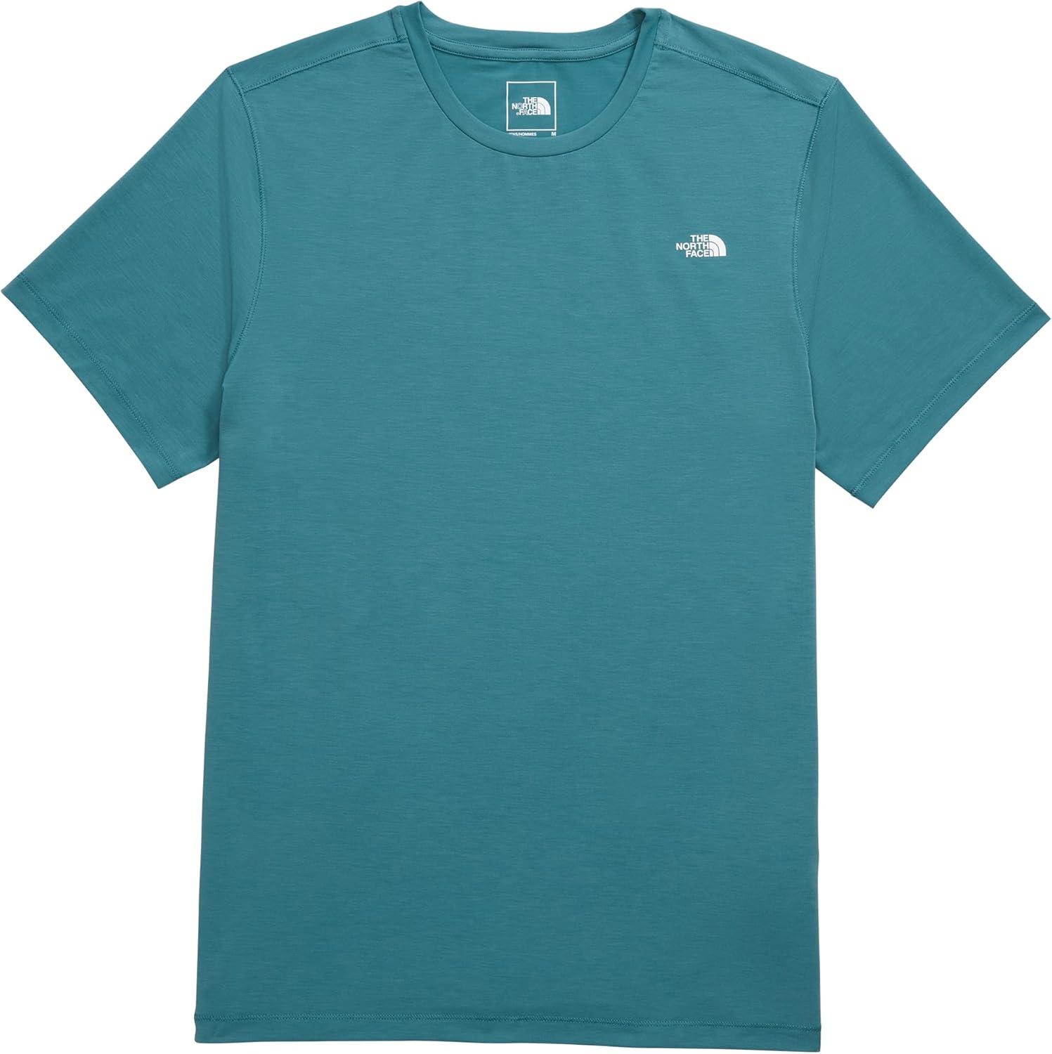 imageTHE NORTH FACE Mens Adventure Tee Lightweight amp Stretchy Shirt With Setin Sleeves amp Heat Transfer LogoAlgae Blue