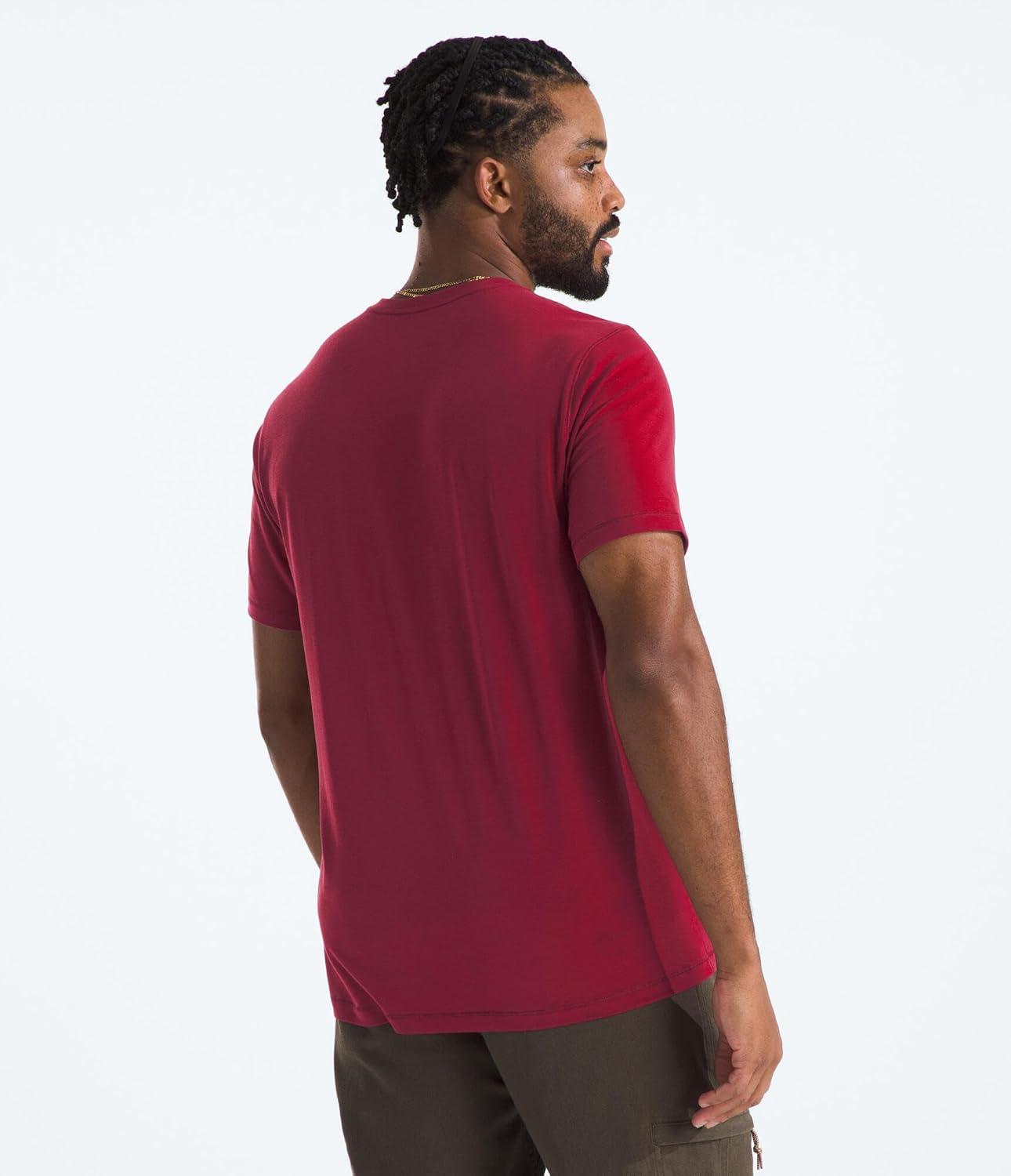 imageTHE NORTH FACE Mens Adventure Tee Lightweight amp Stretchy Shirt With Setin Sleeves amp Heat Transfer LogoBeetroot