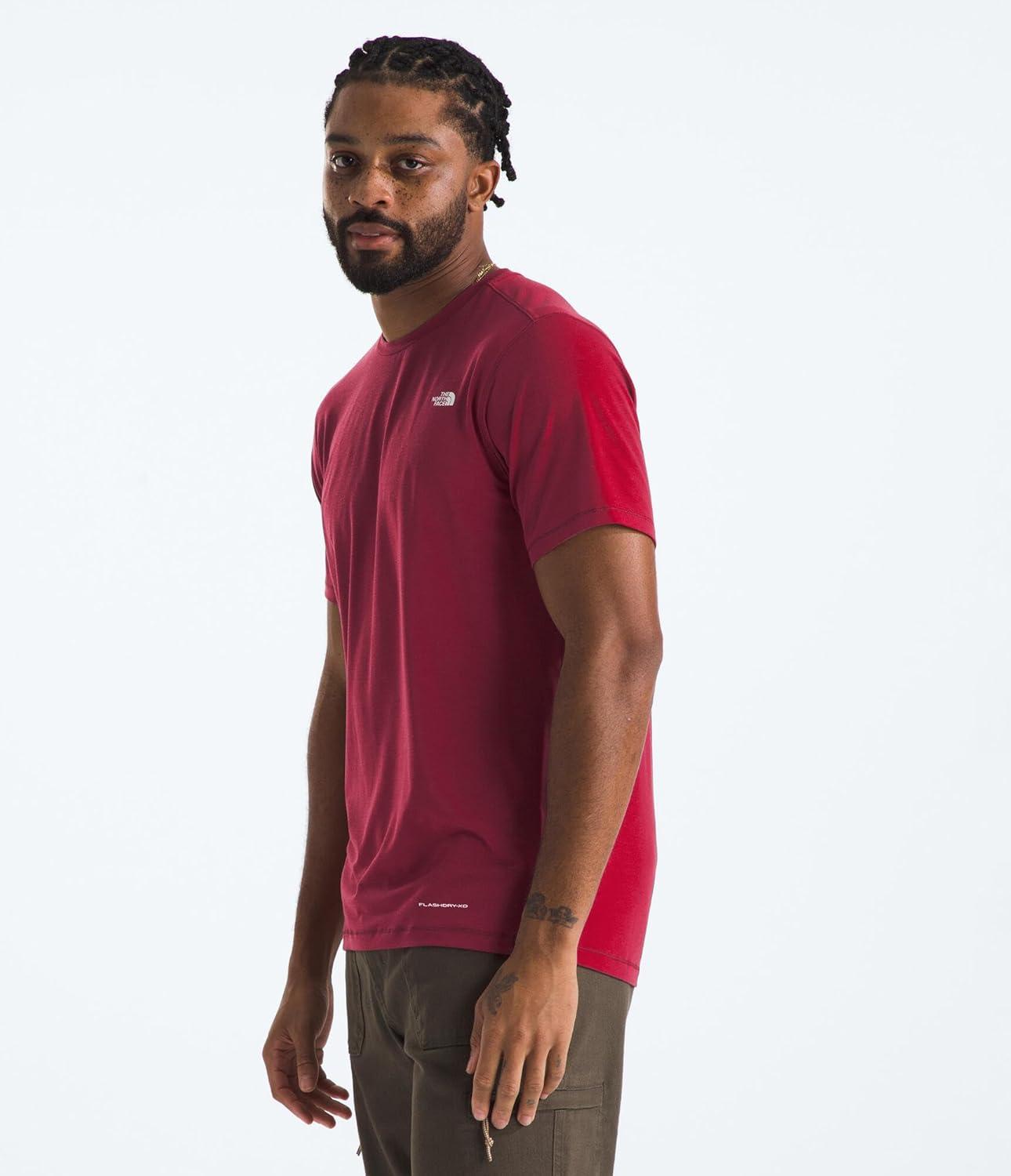 imageTHE NORTH FACE Mens Adventure Tee Lightweight amp Stretchy Shirt With Setin Sleeves amp Heat Transfer LogoBeetroot