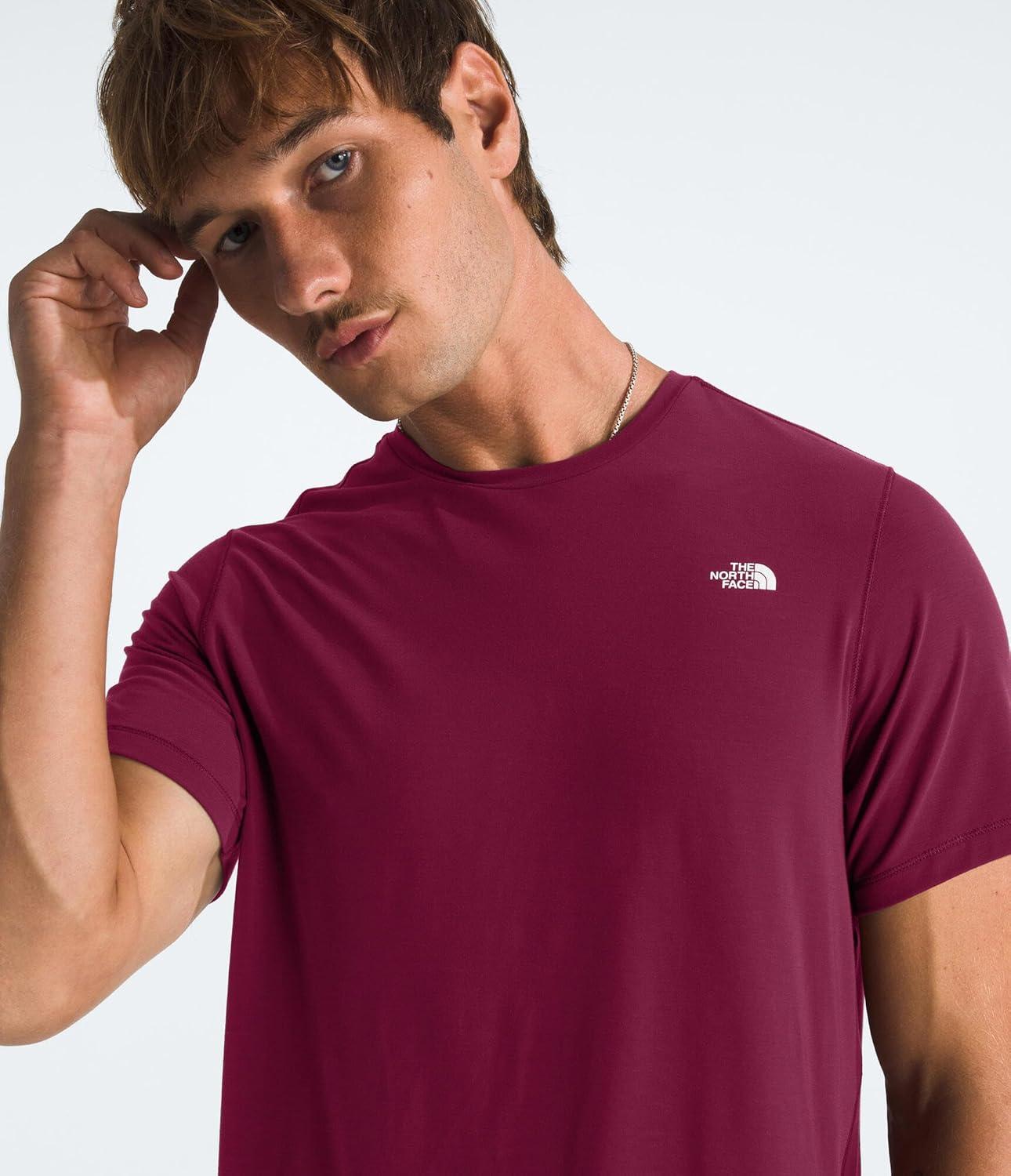 imageTHE NORTH FACE Mens Adventure Tee Lightweight amp Stretchy Shirt With Setin Sleeves amp Heat Transfer LogoCyber Berry