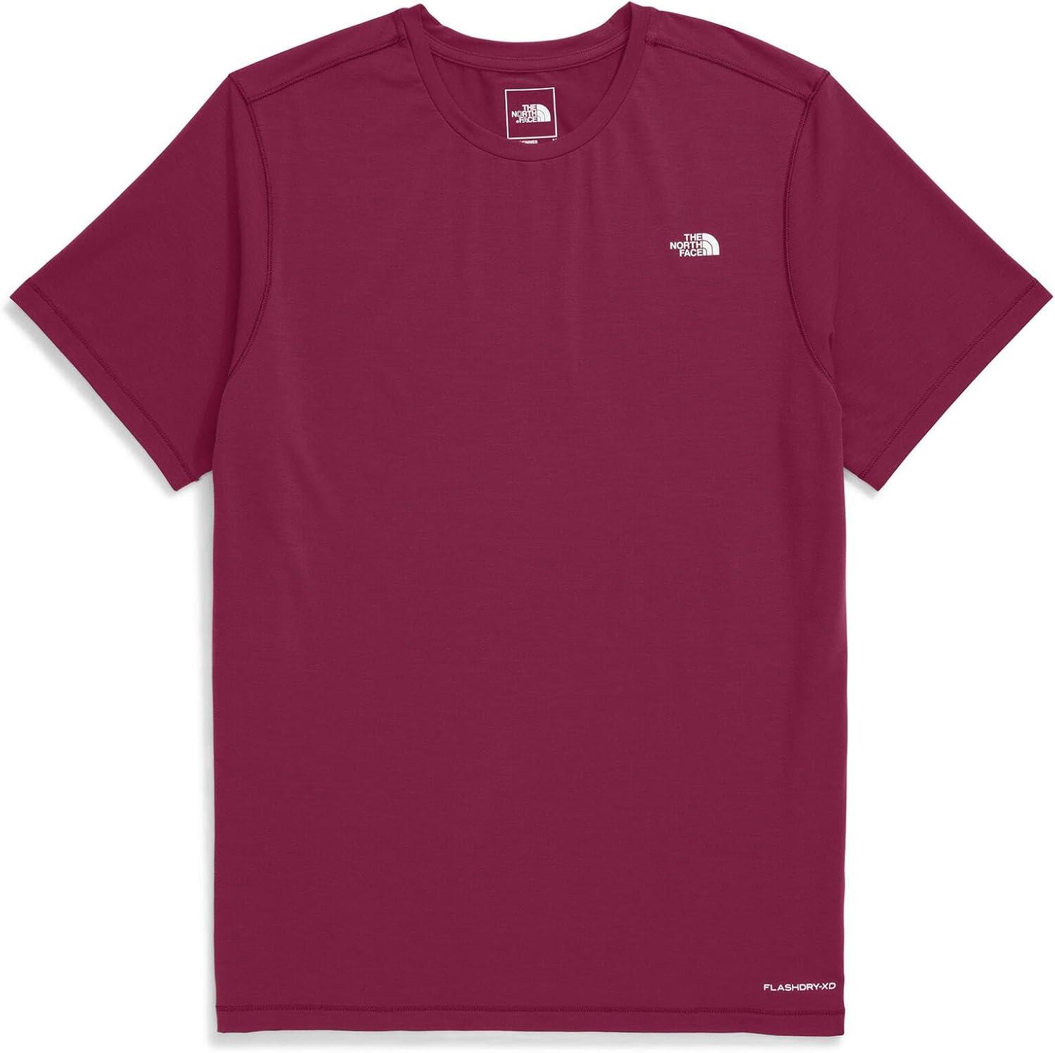 imageTHE NORTH FACE Mens Adventure Tee Lightweight amp Stretchy Shirt With Setin Sleeves amp Heat Transfer LogoCyber Berry