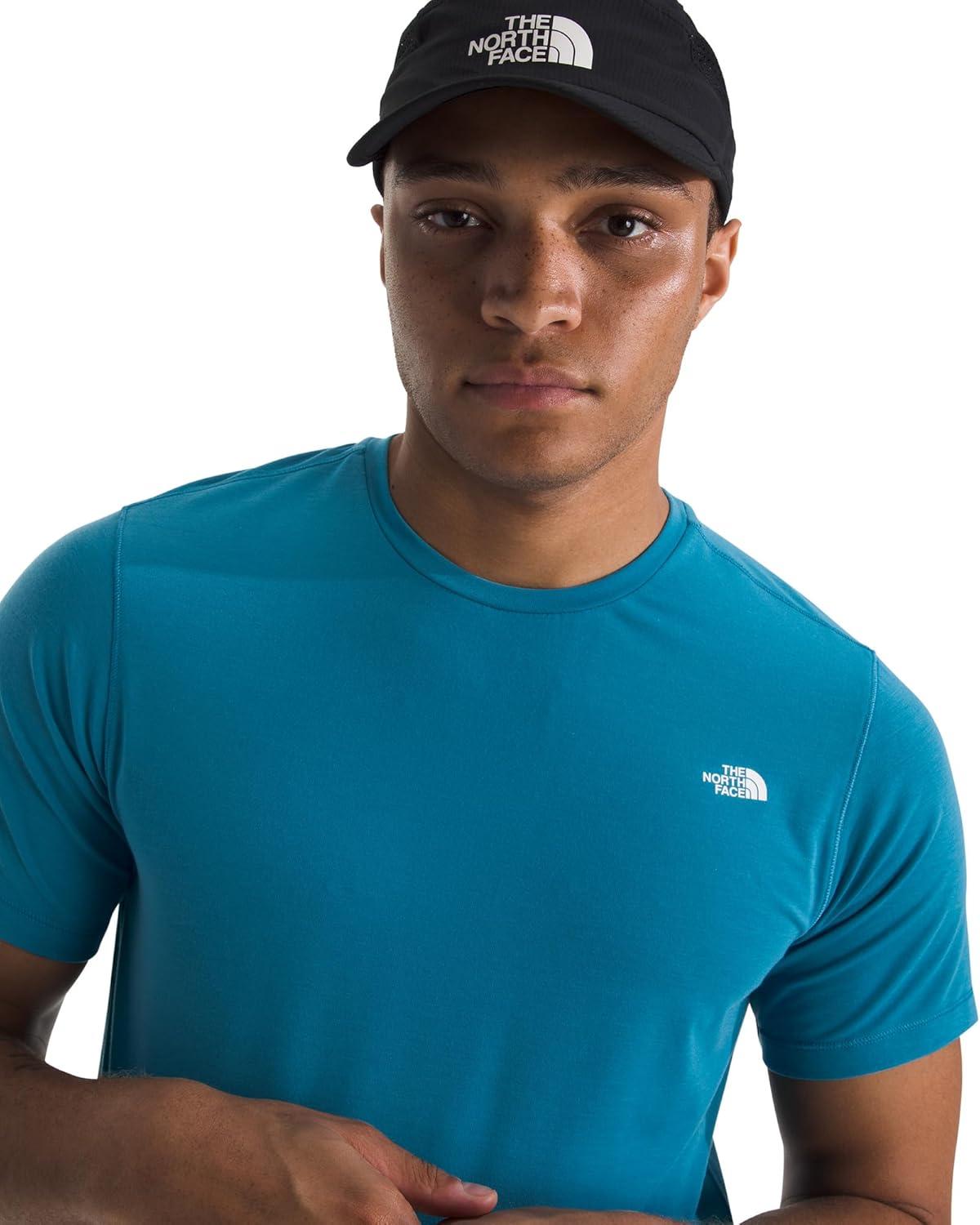imageTHE NORTH FACE Mens Adventure Tee Lightweight amp Stretchy Shirt With Setin Sleeves amp Heat Transfer LogoDusk Blue