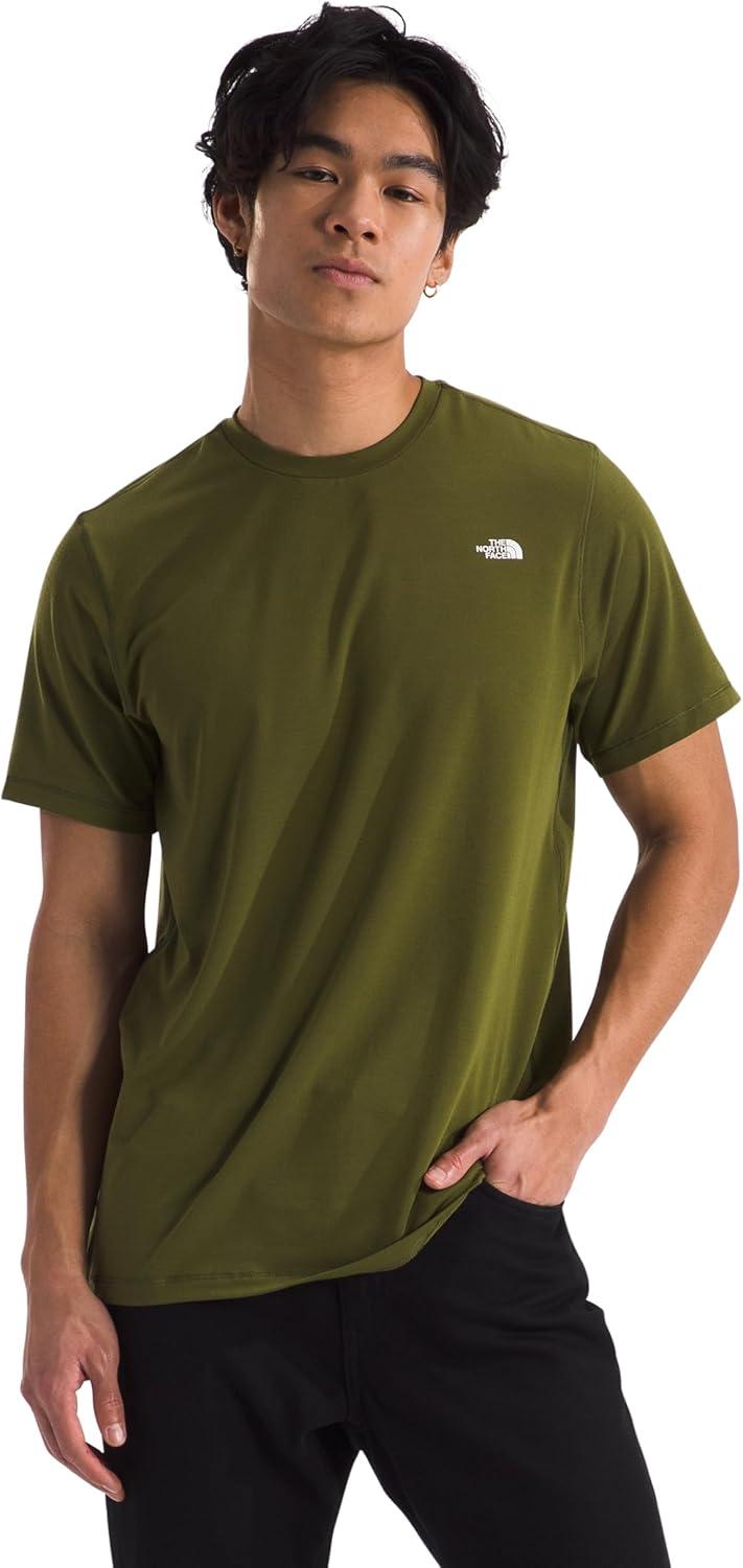 imageTHE NORTH FACE Mens Adventure Tee Lightweight amp Stretchy Shirt With Setin Sleeves amp Heat Transfer LogoForest Olive