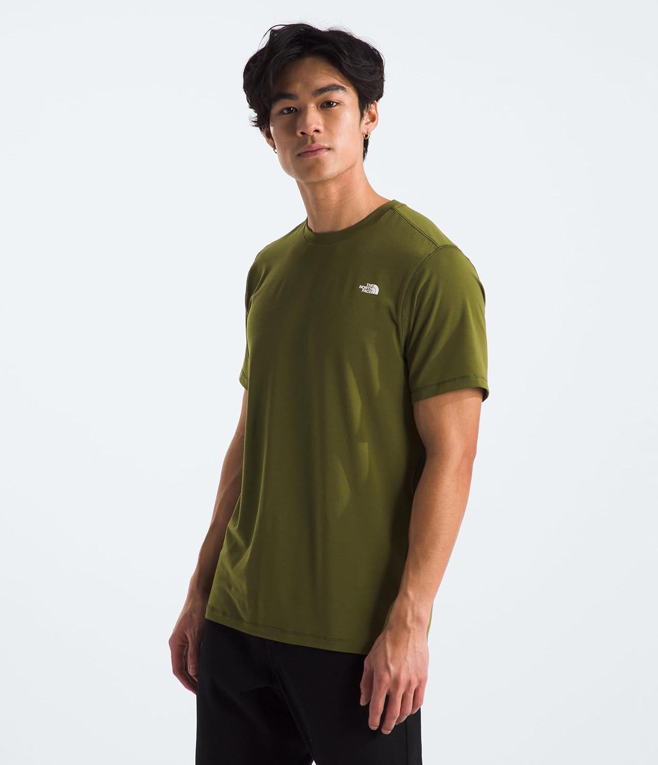 imageTHE NORTH FACE Mens Adventure Tee Lightweight amp Stretchy Shirt With Setin Sleeves amp Heat Transfer LogoForest Olive