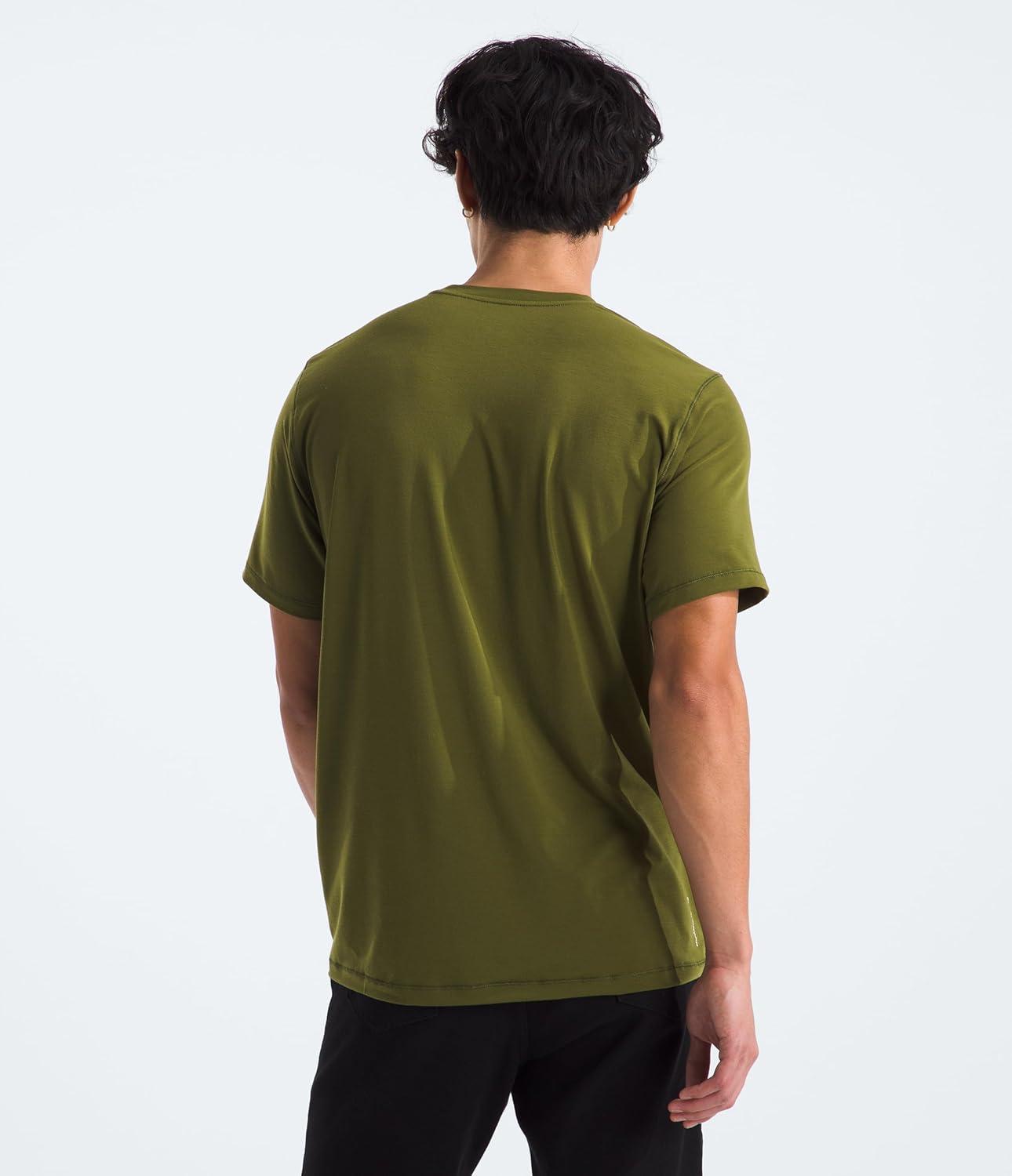 imageTHE NORTH FACE Mens Adventure Tee Lightweight amp Stretchy Shirt With Setin Sleeves amp Heat Transfer LogoForest Olive