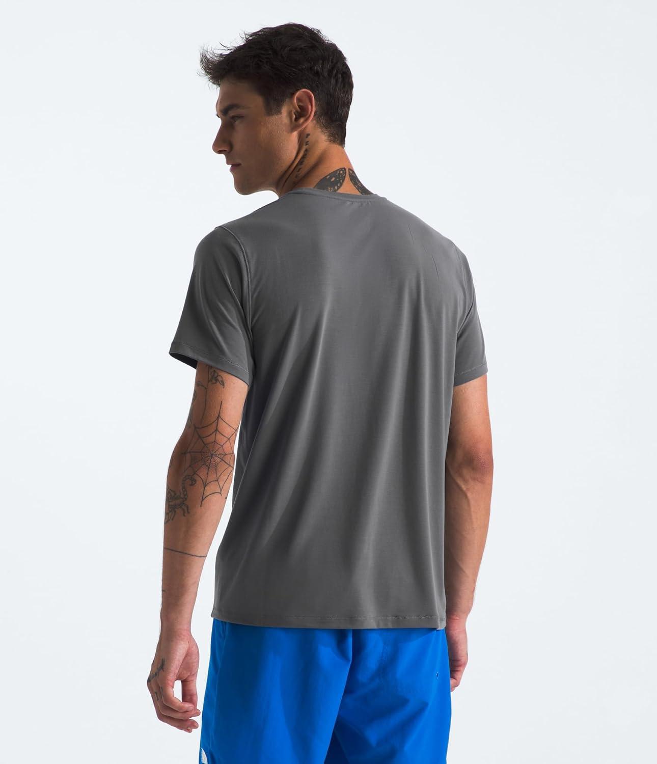 imageTHE NORTH FACE Mens Adventure Tee Lightweight amp Stretchy Shirt With Setin Sleeves amp Heat Transfer LogoSmoked Pearl