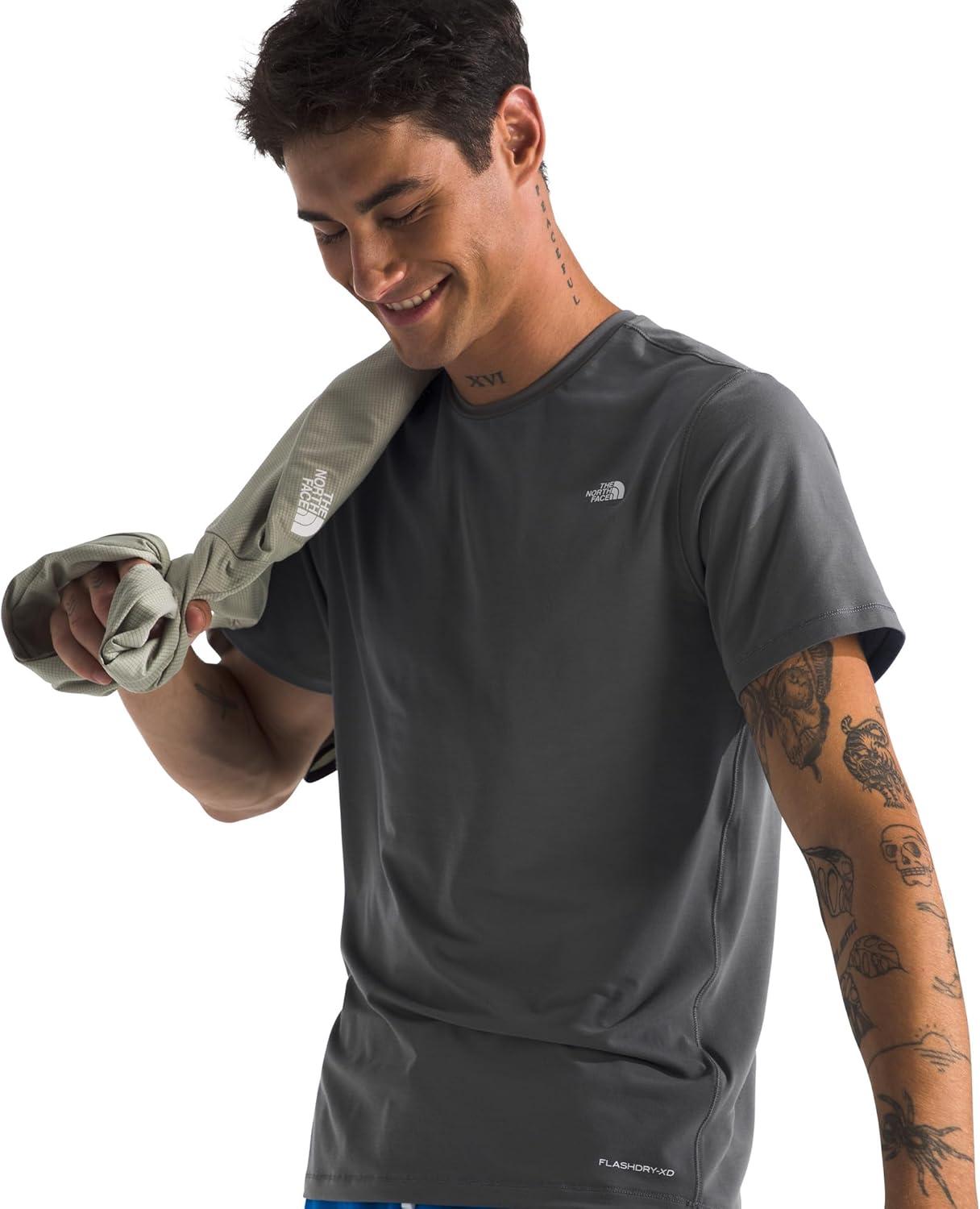 imageTHE NORTH FACE Mens Adventure Tee Lightweight amp Stretchy Shirt With Setin Sleeves amp Heat Transfer LogoSmoked Pearl