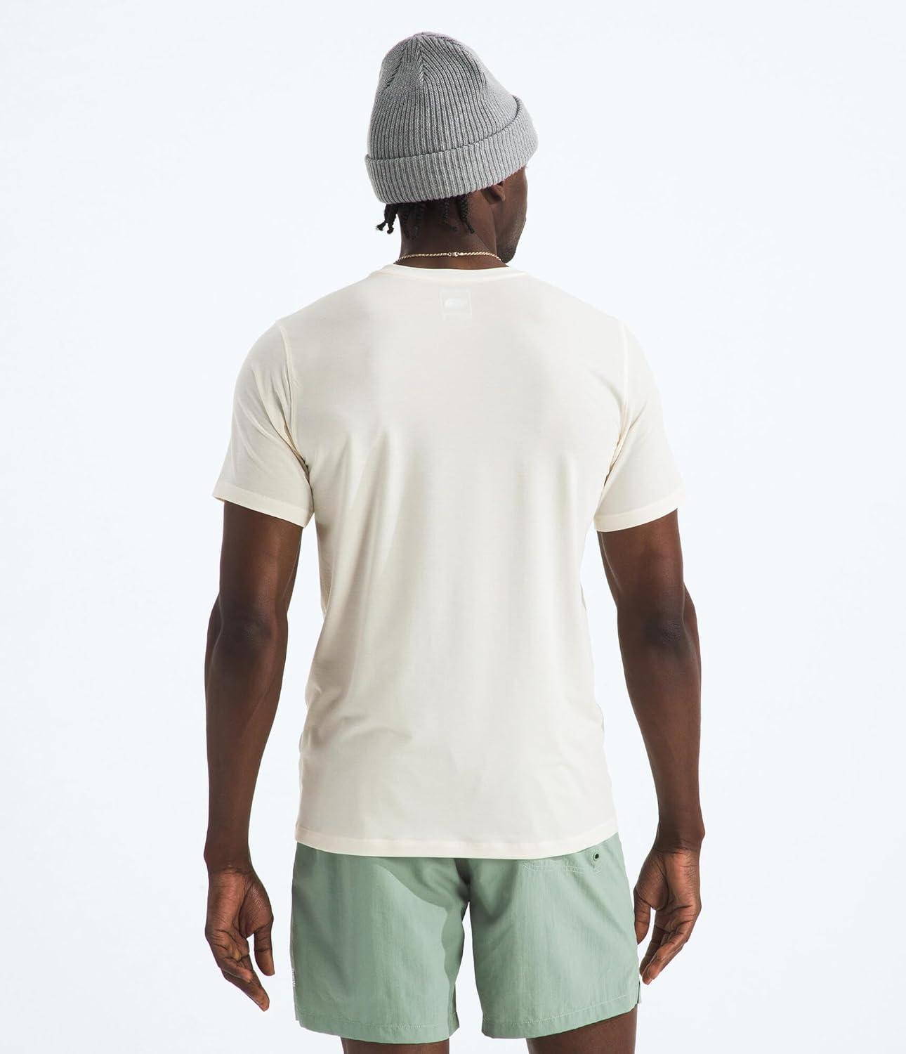 imageTHE NORTH FACE Mens Adventure Tee Lightweight amp Stretchy Shirt With Setin Sleeves amp Heat Transfer LogoWhite Dune