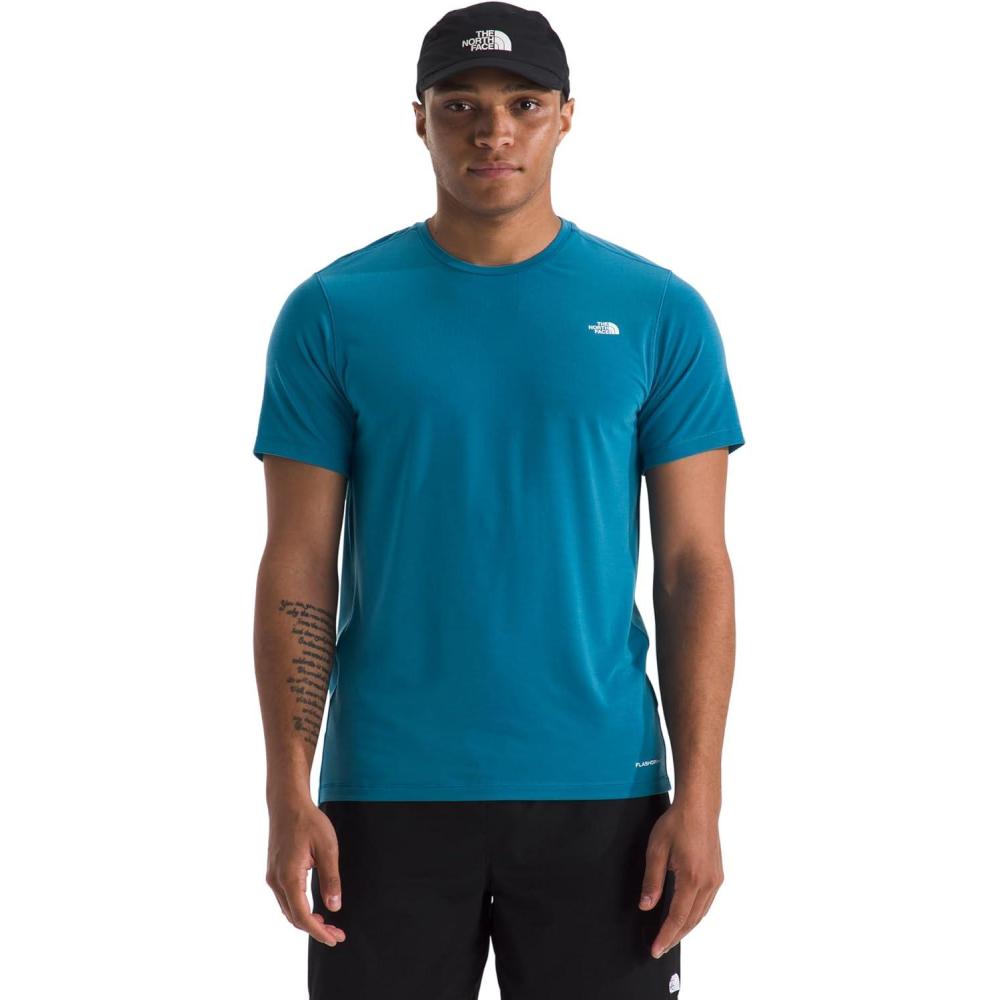 imageTHE NORTH FACE Mens Adventure Tee Lightweight amp Stretchy Shirt With Setin Sleeves amp Heat Transfer LogoDusk Blue
