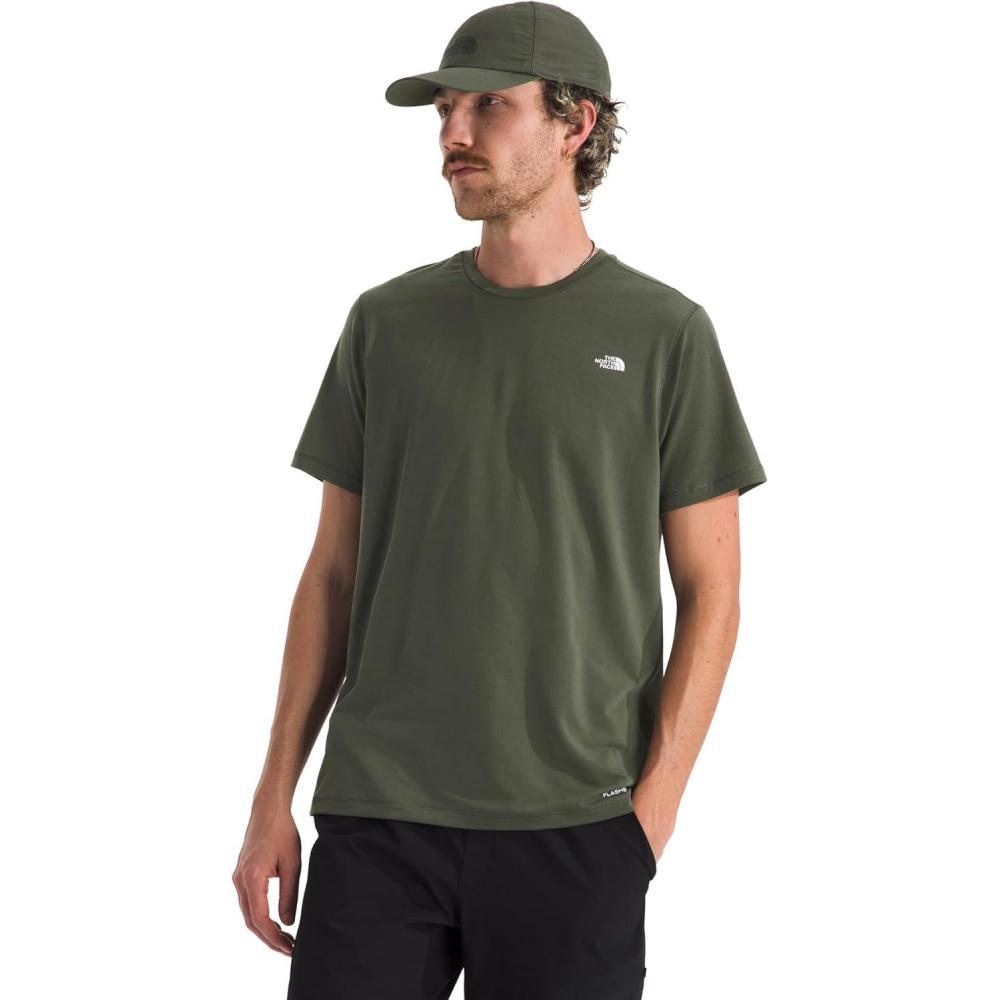 imageTHE NORTH FACE Mens Adventure Tee Lightweight amp Stretchy Shirt With Setin Sleeves amp Heat Transfer LogoNew Taupe Green