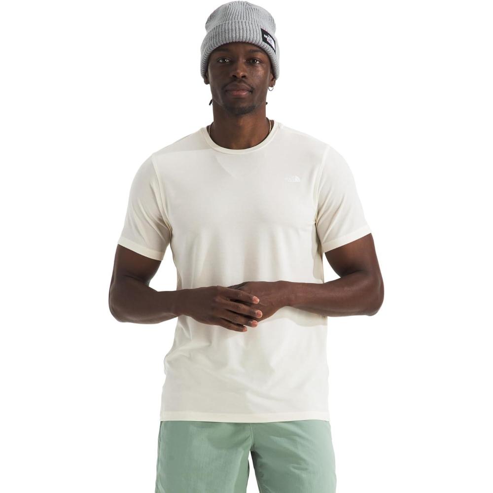 imageTHE NORTH FACE Mens Adventure Tee Lightweight amp Stretchy Shirt With Setin Sleeves amp Heat Transfer LogoWhite Dune