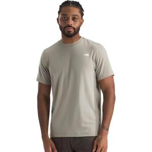 THE NORTH FACE Men’s Adventure Tee | Lightweight & Stretchy Shirt With Set-in Sleeves & Heat Transfer Logo(Clay Grey)