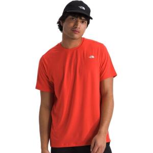 THE NORTH FACE Men’s Adventure Tee | Lightweight & Stretchy Shirt With Set-in Sleeves & Heat Transfer Logo(Crimson Orange)