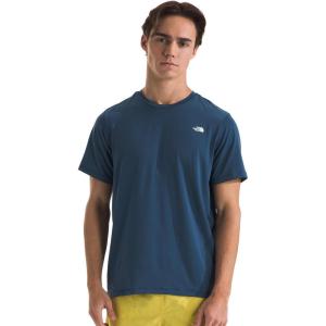 THE NORTH FACE Men’s Adventure Tee | Lightweight & Stretchy Shirt With Set-in Sleeves & Heat Transfer Logo(Shady Blue)
