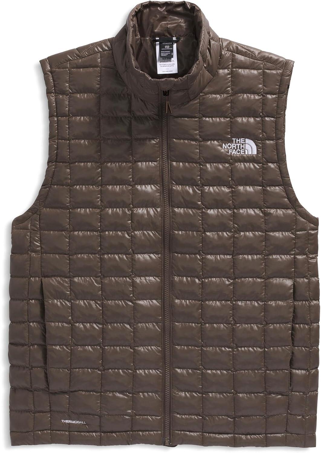 imageTHE NORTH FACE Mens Thermoball Vest Lightweight Zip Up Vest With Synthetic Insulation Wind Resistant amp Water RepellentSmokey Brown