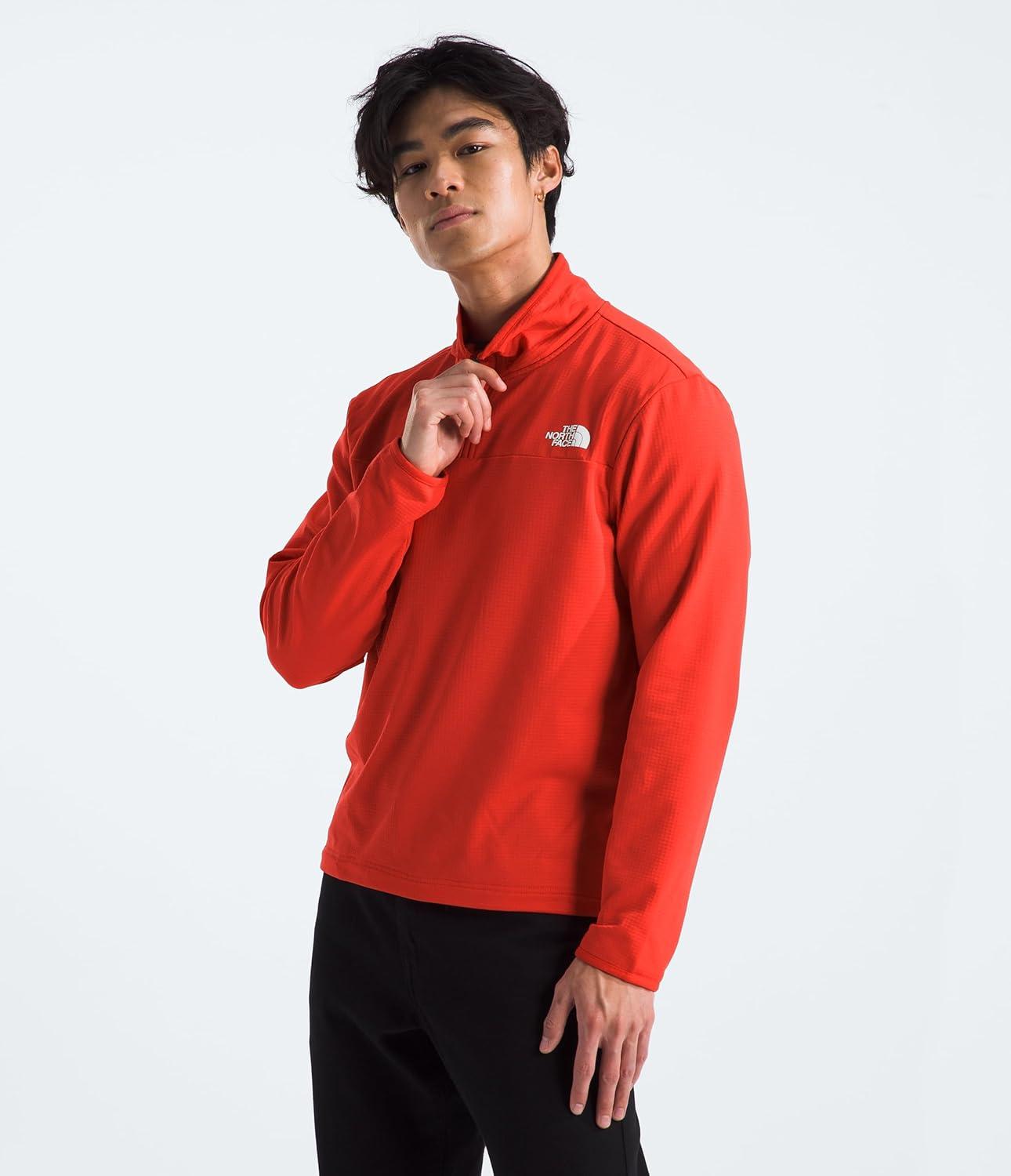 imageTHE NORTH FACE Mens Cedar Trail Grid Fleece 14 ZipCrimson Orange