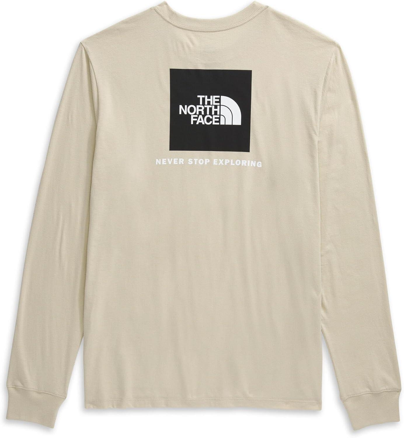 imageTHE NORTH FACE Mens Core Box Long Sleeve NSE Tee Tshirt With Ribbed Collar amp Cuffs for DurabilityGravel