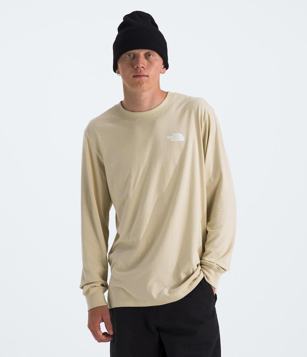 imageTHE NORTH FACE Mens Core Box Long Sleeve NSE Tee Tshirt With Ribbed Collar amp Cuffs for DurabilityGravel