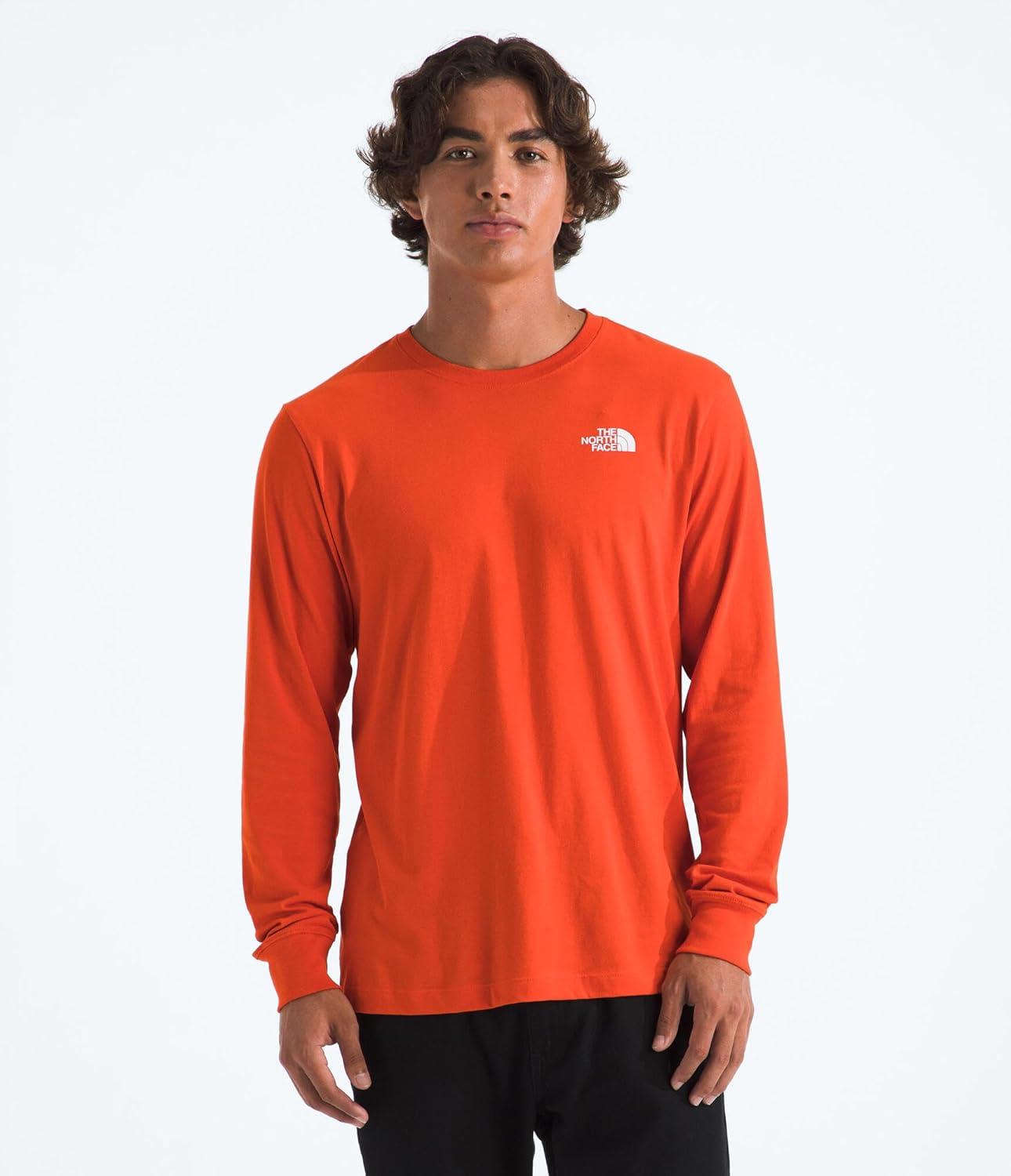imageTHE NORTH FACE Mens Core Box Long Sleeve NSE Tee Tshirt With Ribbed Collar amp Cuffs for DurabilityLava Red