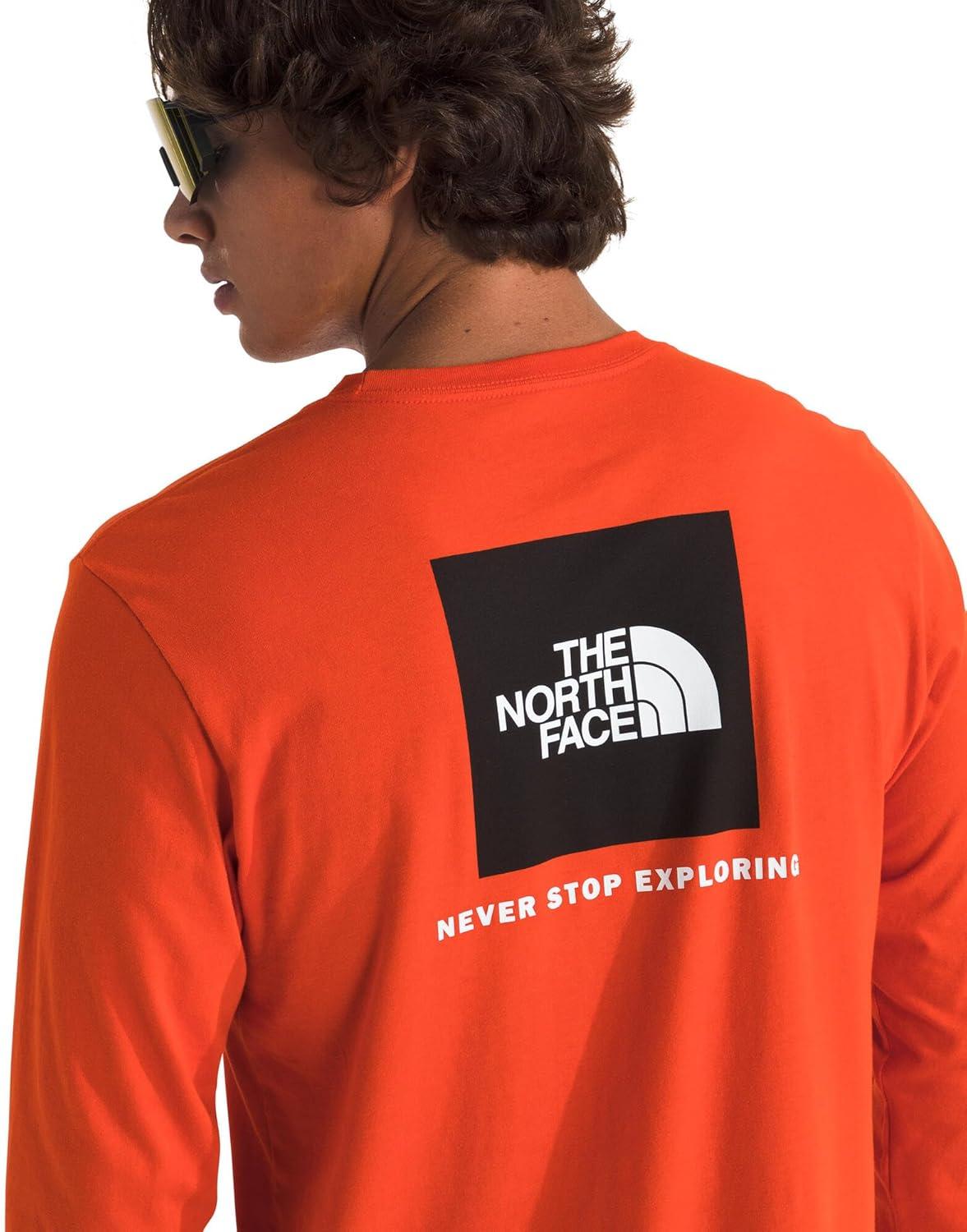 imageTHE NORTH FACE Mens Core Box Long Sleeve NSE Tee Tshirt With Ribbed Collar amp Cuffs for DurabilityLava Red