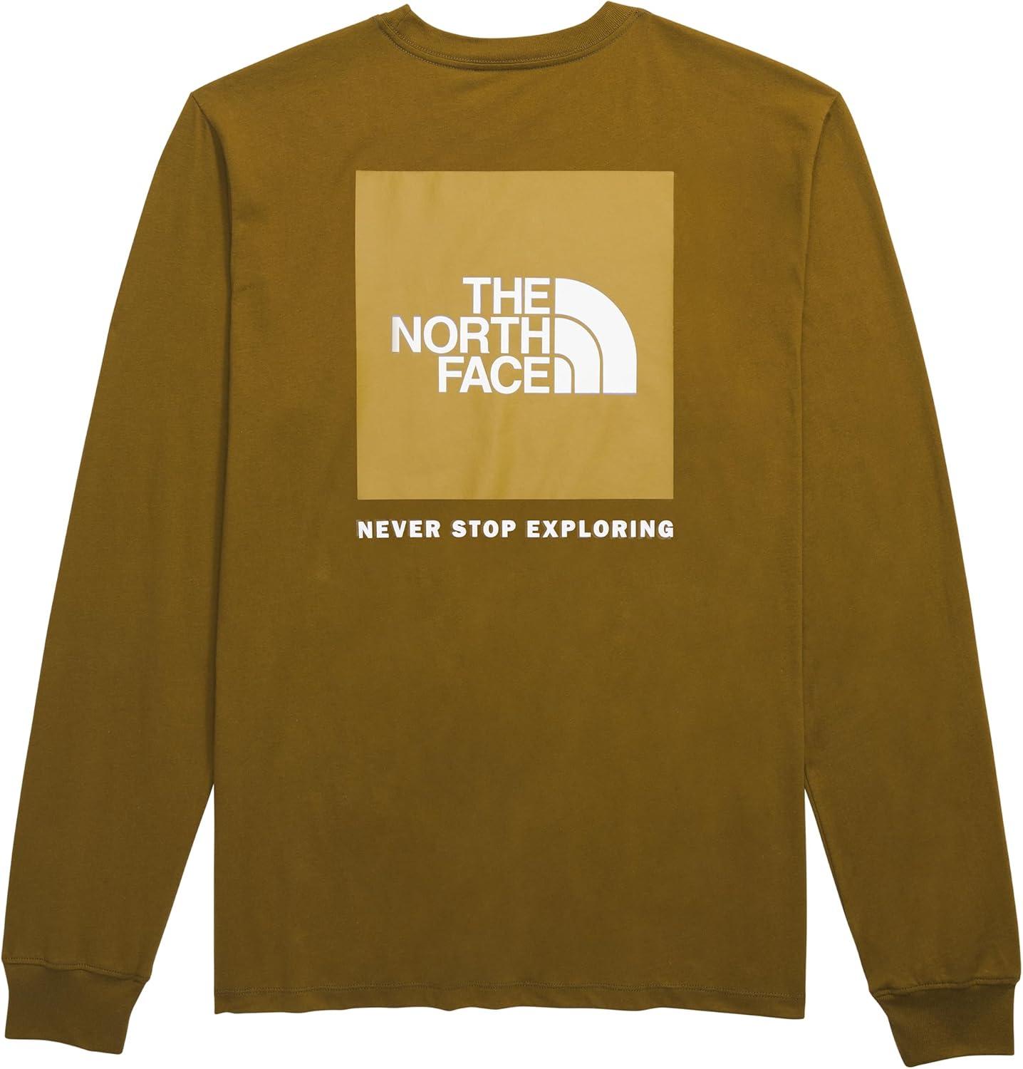 imageTHE NORTH FACE Mens Core Box Long Sleeve NSE Tee Tshirt With Ribbed Collar amp Cuffs for DurabilityMoss Green