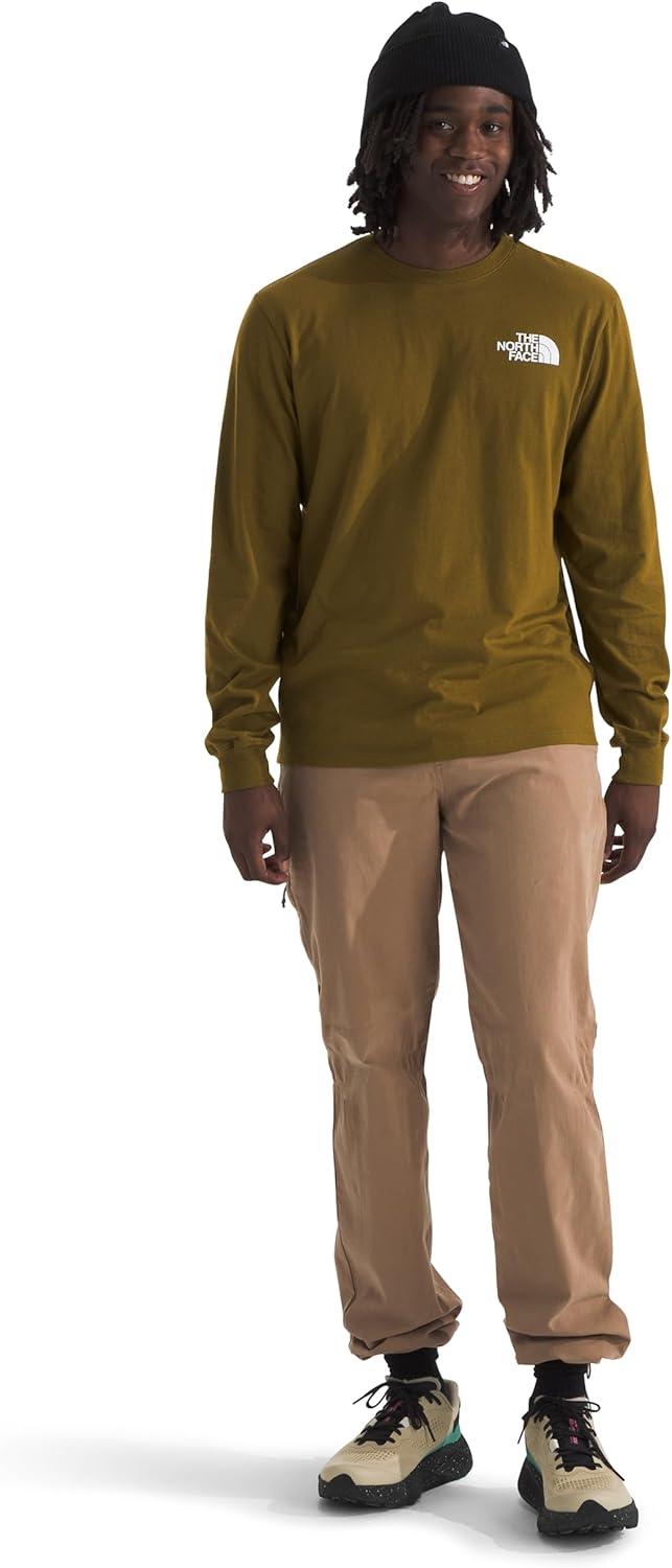 imageTHE NORTH FACE Mens Core Box Long Sleeve NSE Tee Tshirt With Ribbed Collar amp Cuffs for DurabilityMoss Green