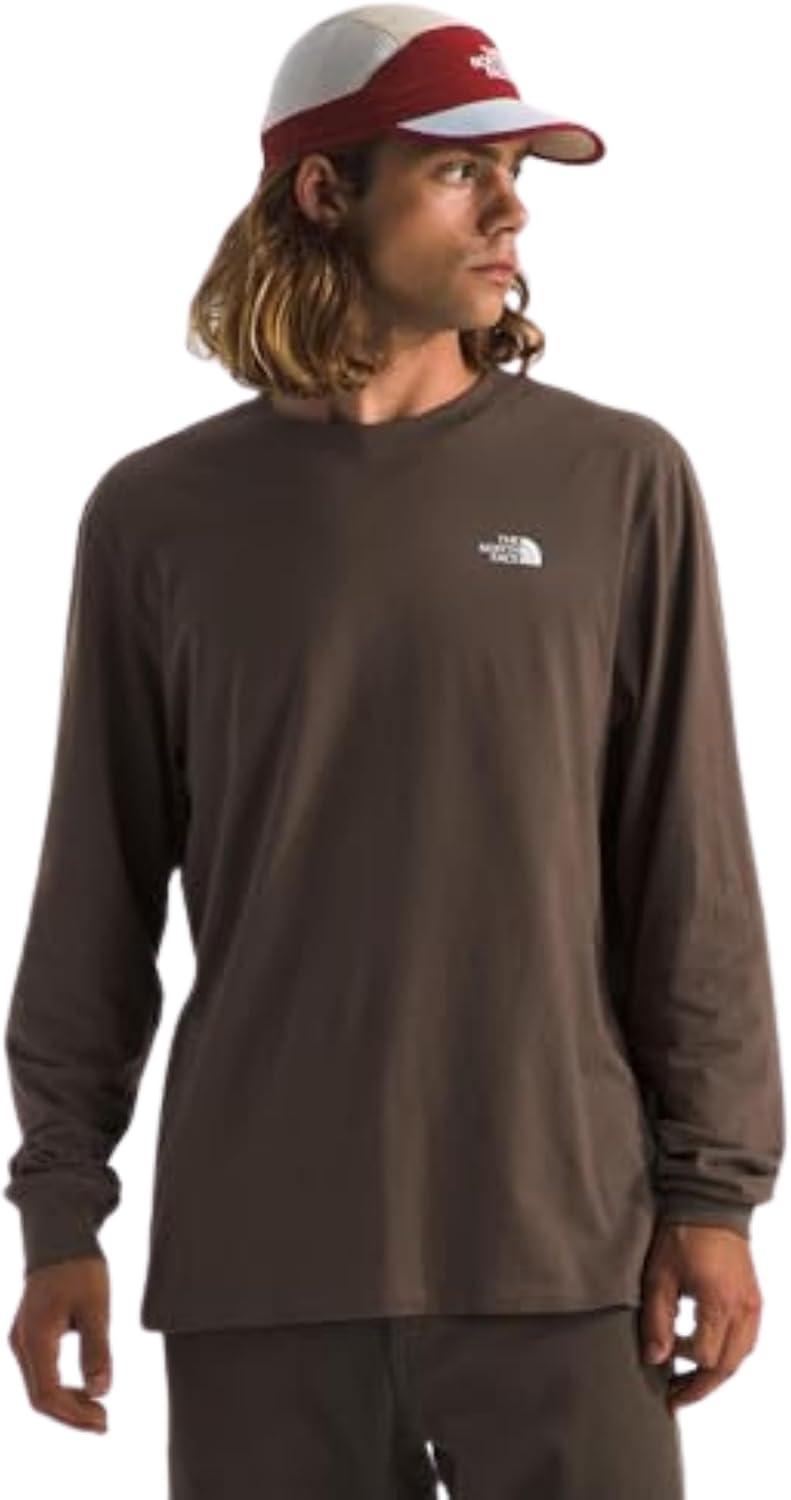 imageTHE NORTH FACE Mens Core Box Long Sleeve NSE Tee Tshirt With Ribbed Collar amp Cuffs for DurabilitySmokey Brown