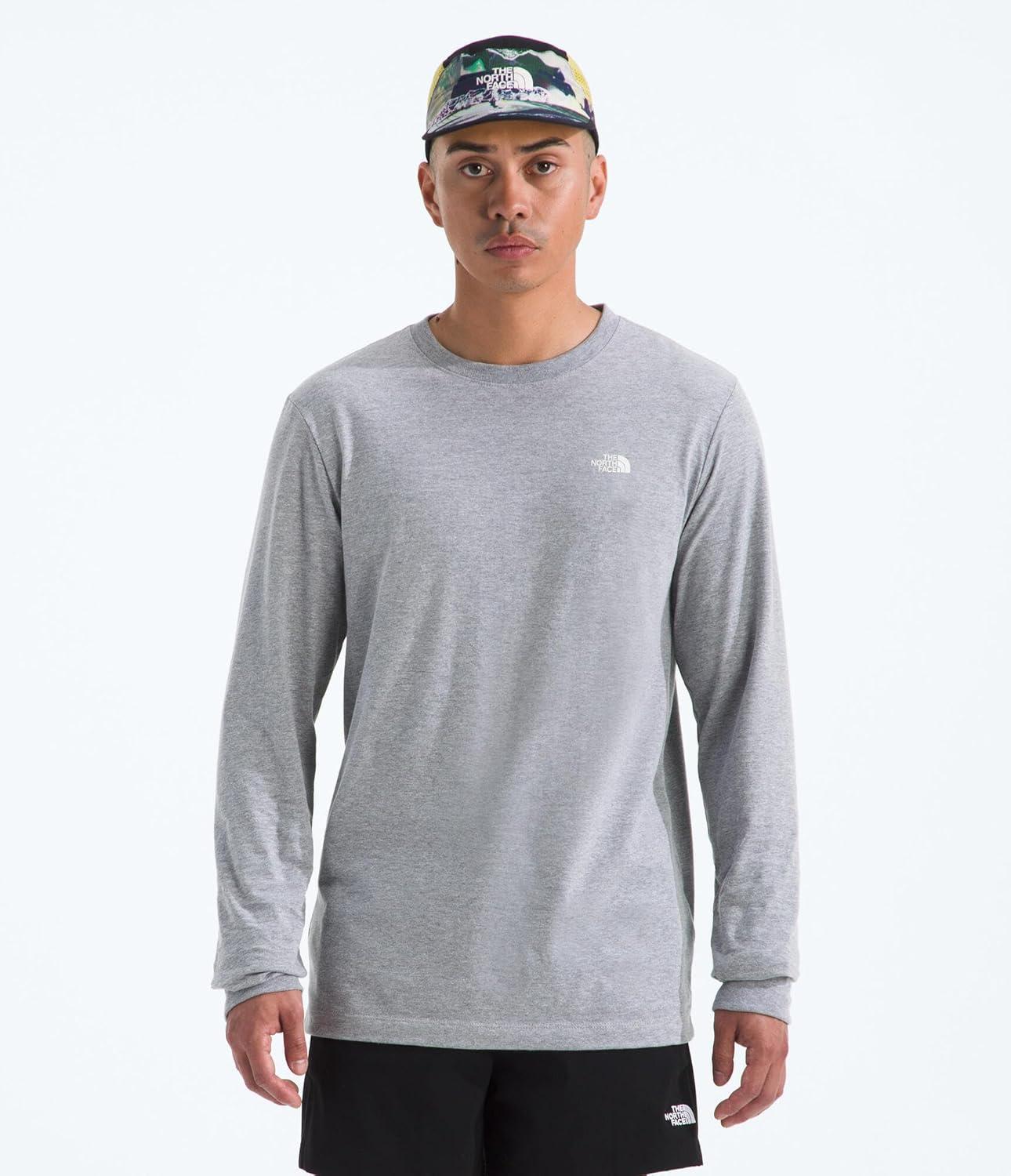 imageTHE NORTH FACE Mens Core Box Long Sleeve NSE Tee Tshirt With Ribbed Collar amp Cuffs for DurabilityTnf Pale Grey Heather