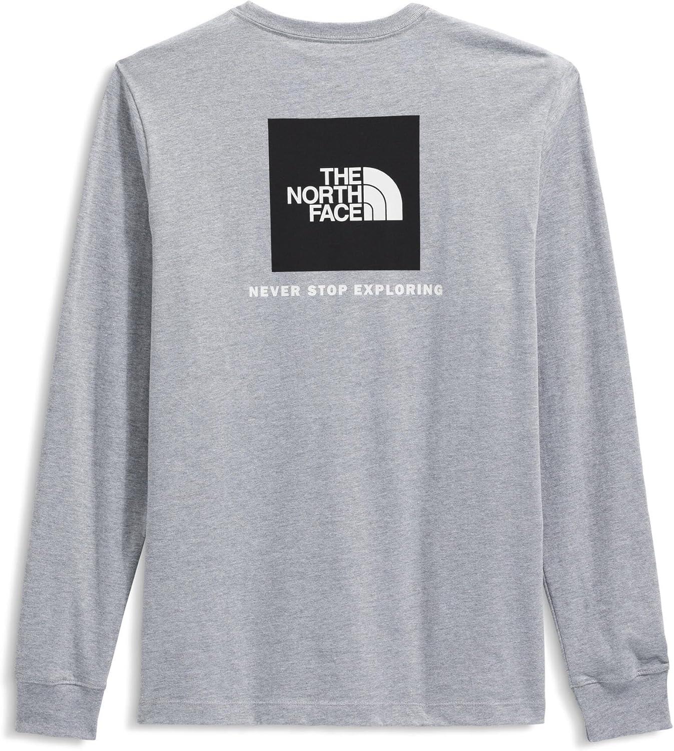 imageTHE NORTH FACE Mens Core Box Long Sleeve NSE Tee Tshirt With Ribbed Collar amp Cuffs for DurabilityTnf Pale Grey Heather