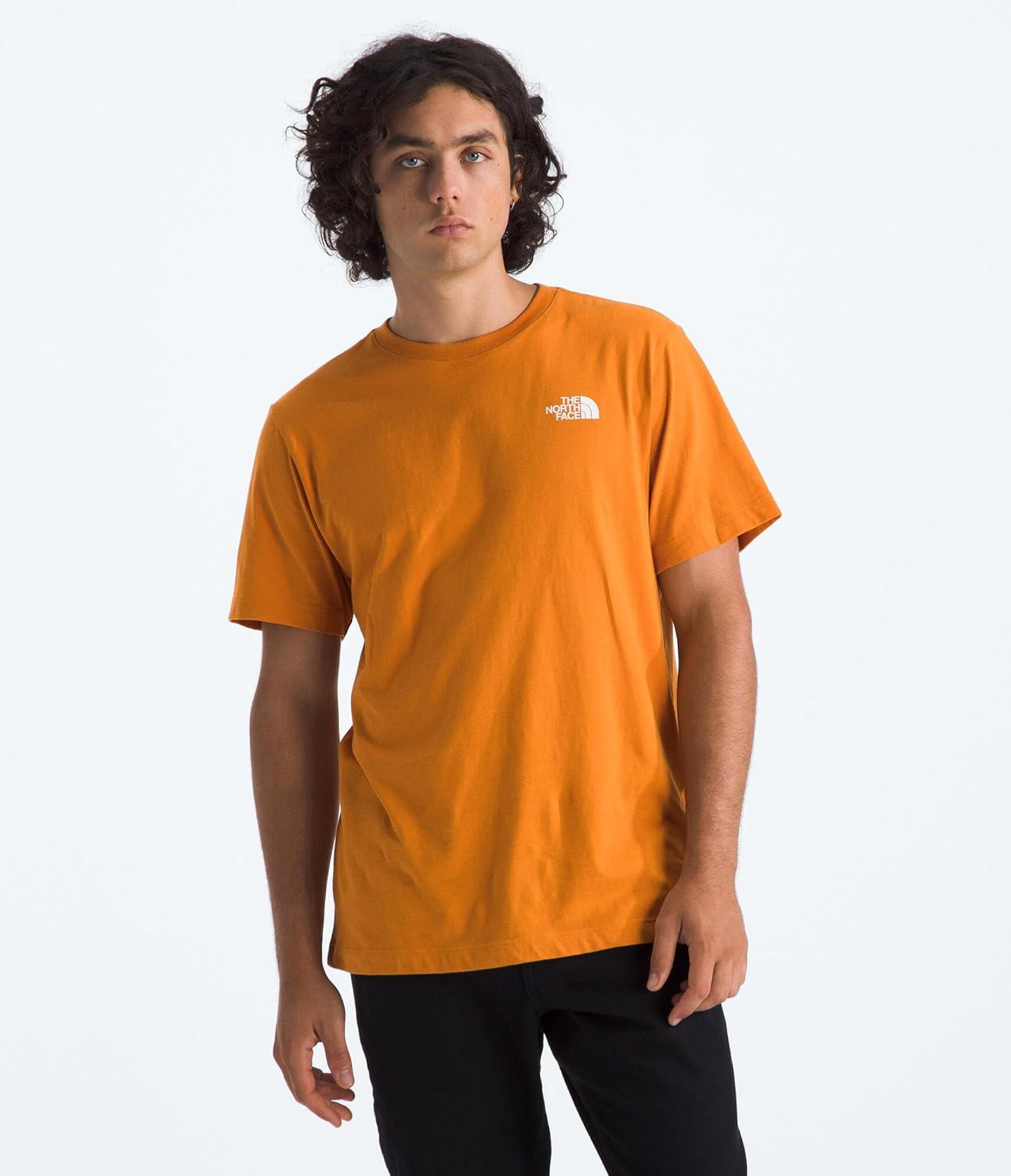 imageTHE NORTH FACE Mens Core Box NSE Short Sleeve Tee Branded Tshirt With a Ribbed CollarDust Orange