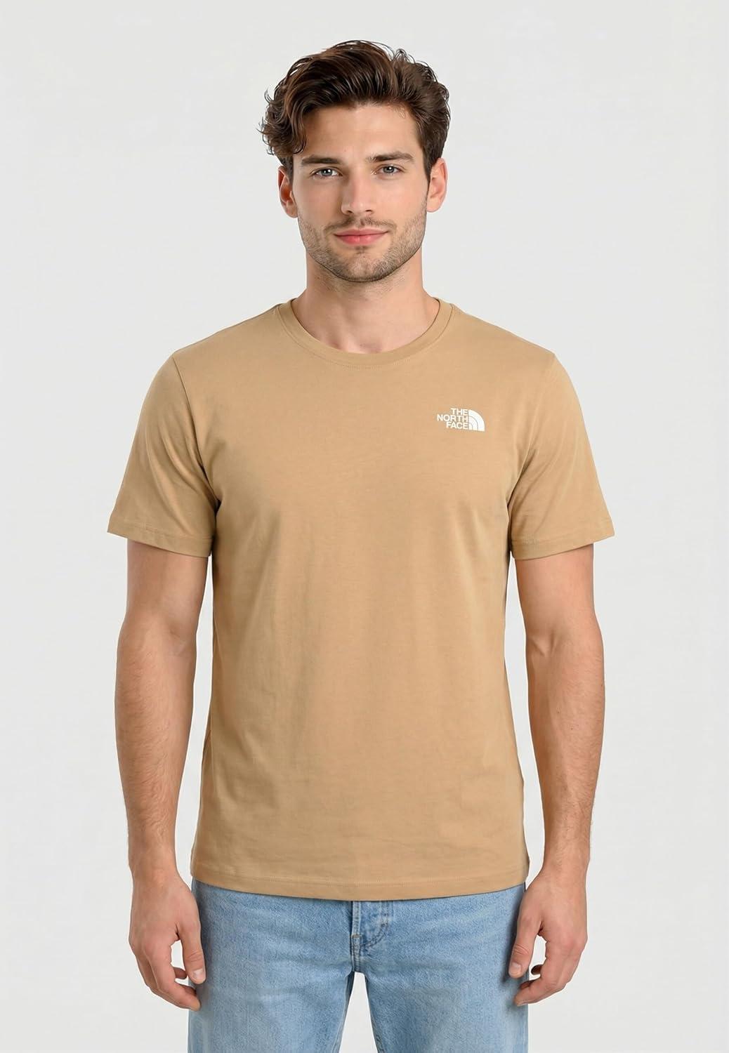 imageTHE NORTH FACE Mens Core Box NSE Short Sleeve Tee Branded Tshirt With a Ribbed CollarKhaki Stone