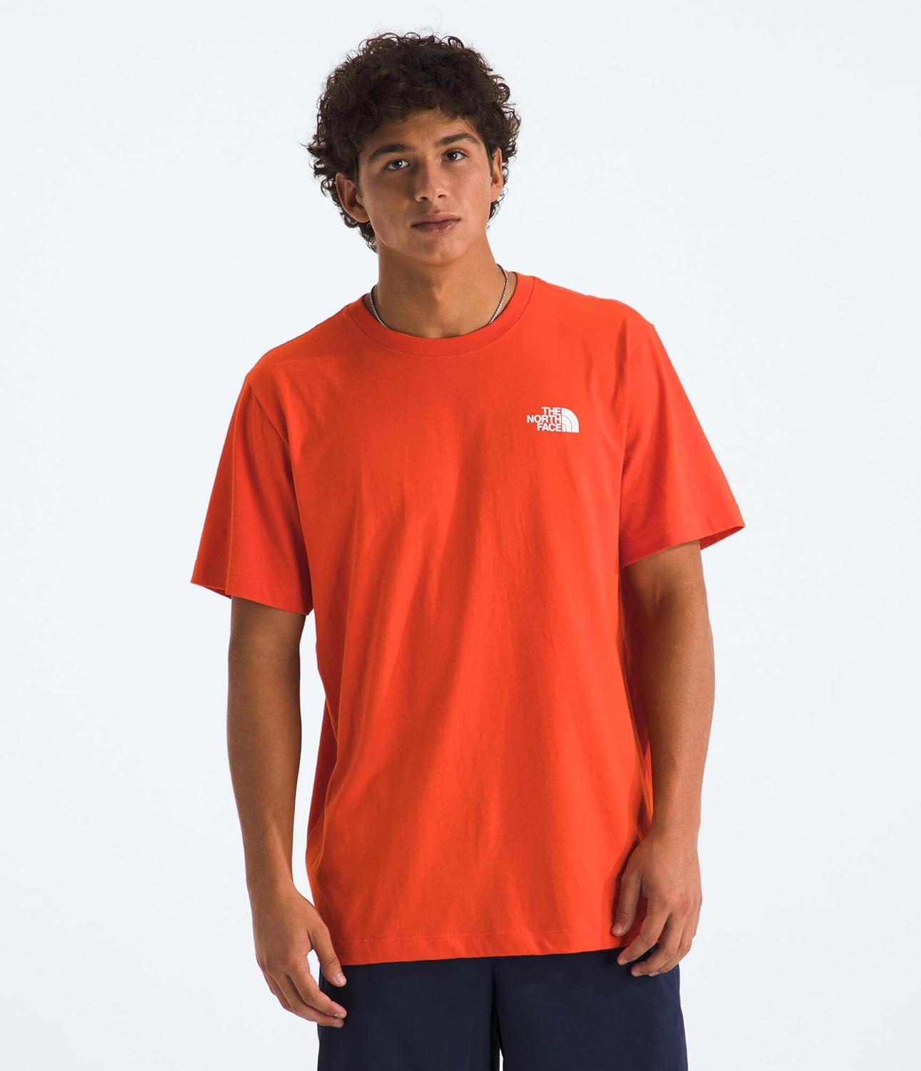 imageTHE NORTH FACE Mens Core Box NSE Short Sleeve Tee Branded Tshirt With a Ribbed CollarLava Red