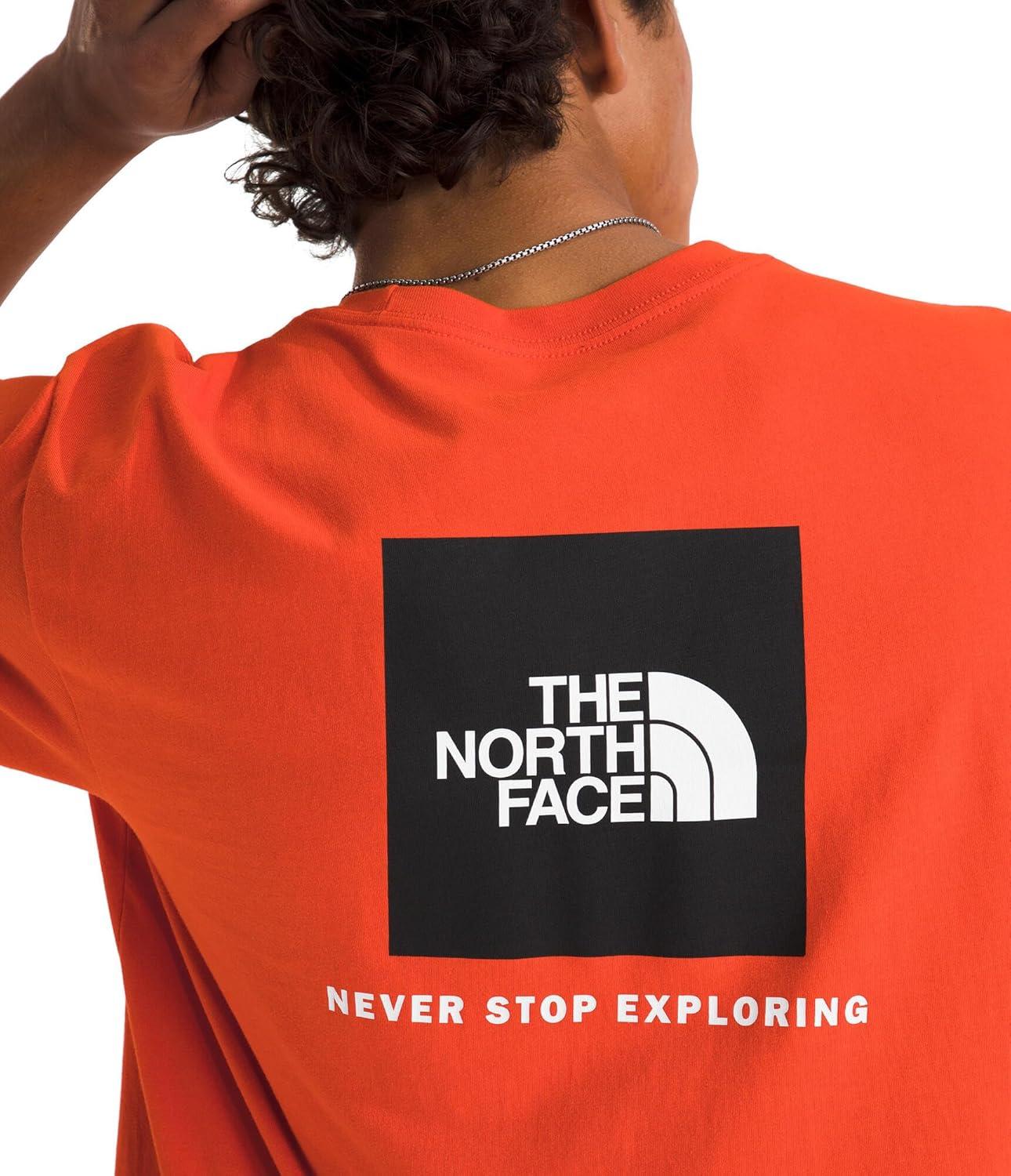 imageTHE NORTH FACE Mens Core Box NSE Short Sleeve Tee Branded Tshirt With a Ribbed CollarLava Red