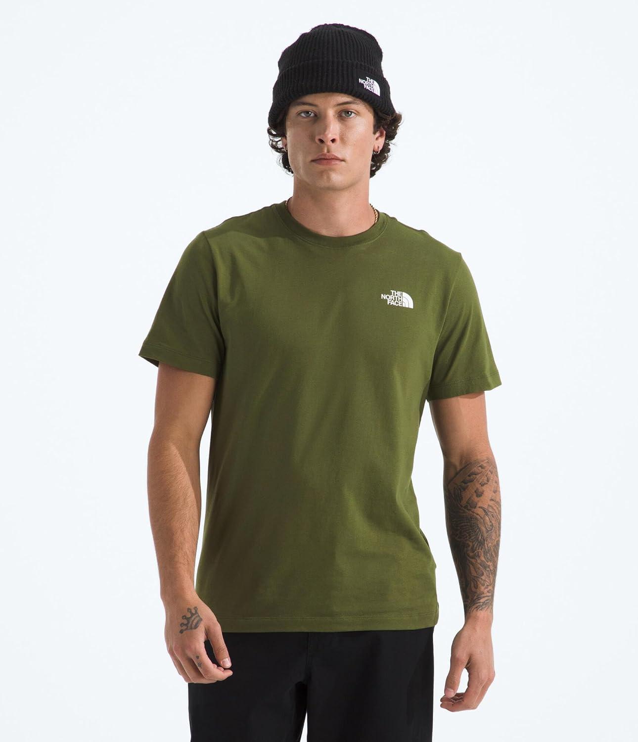 imageTHE NORTH FACE Mens Core Box NSE Short Sleeve Tee Branded Tshirt With a Ribbed CollarWoodland Green