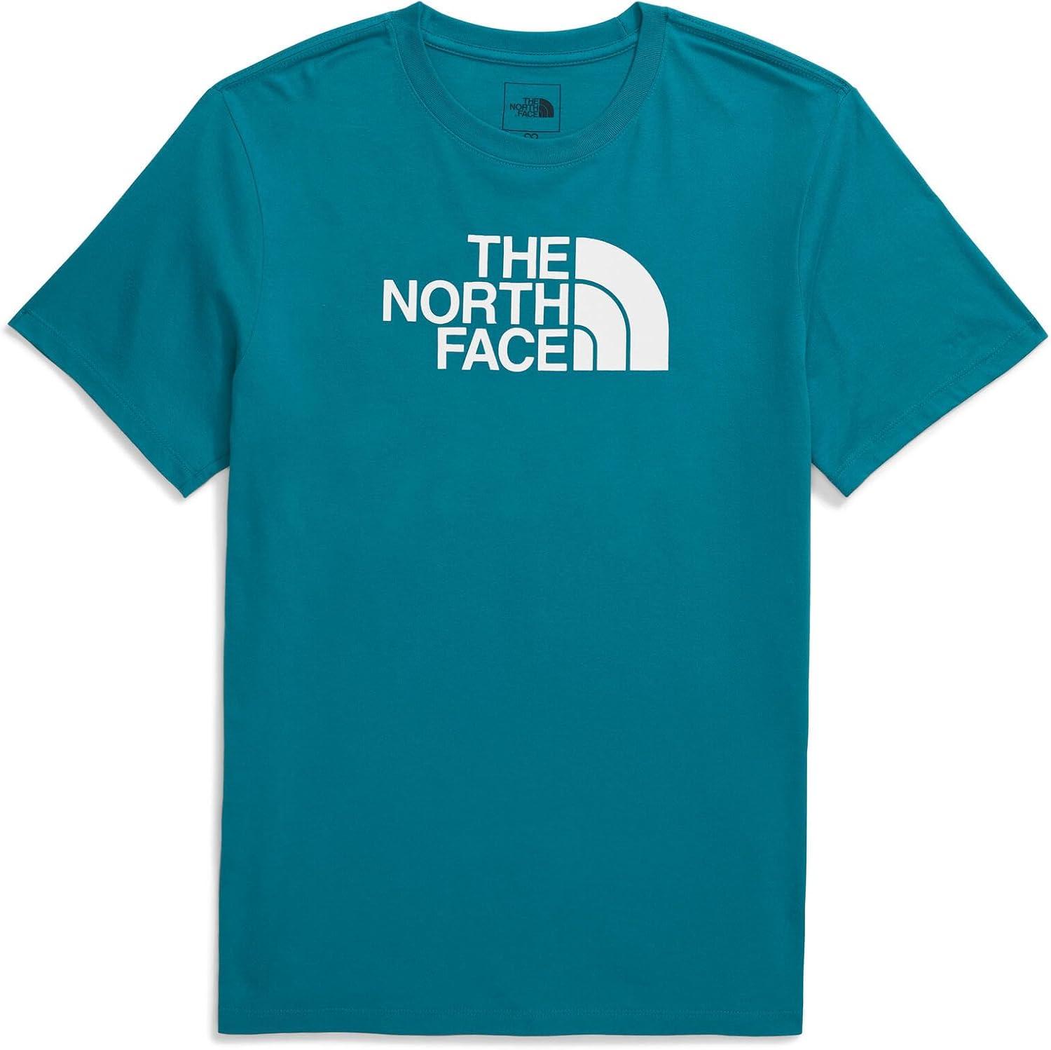 imageTHE NORTH FACE Mens Core Half Dome Shortsleeve Tee Regular Fit Cotton Shirt With Graphic Design amp Ribbed CollarDigital SteelTnf White