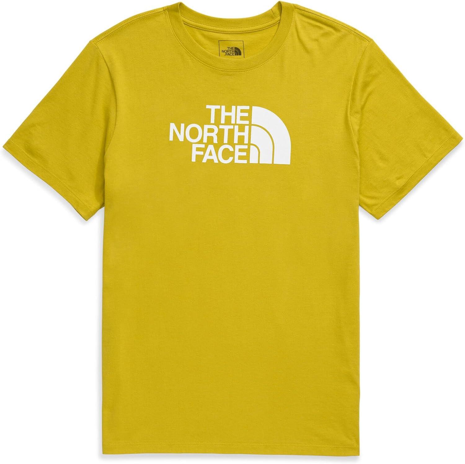 imageTHE NORTH FACE Mens Core Half Dome Shortsleeve Tee Regular Fit Cotton Shirt With Graphic Design amp Ribbed CollarDijon YellowTnf White