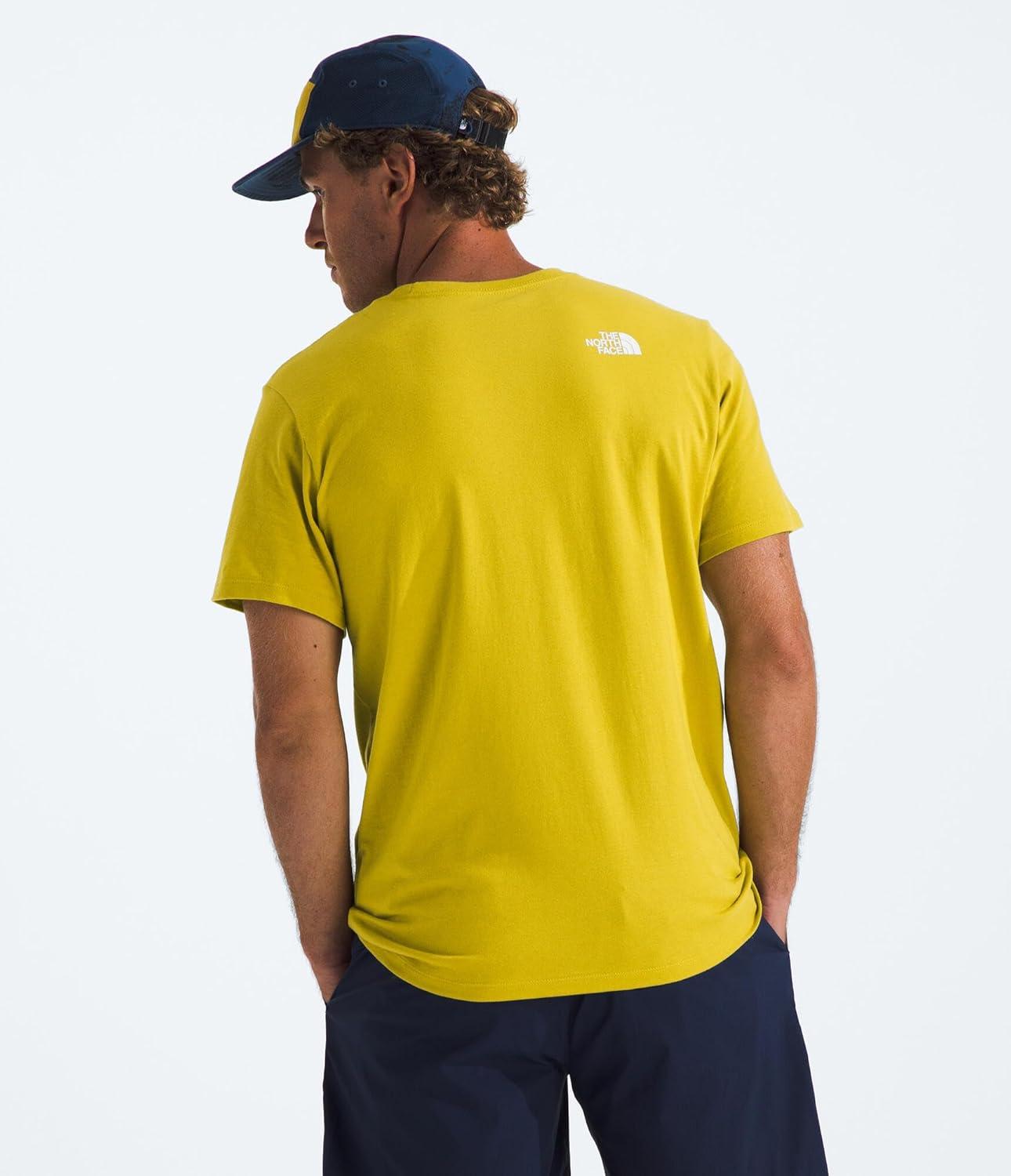 imageTHE NORTH FACE Mens Core Half Dome Shortsleeve Tee Regular Fit Cotton Shirt With Graphic Design amp Ribbed CollarDijon YellowTnf White