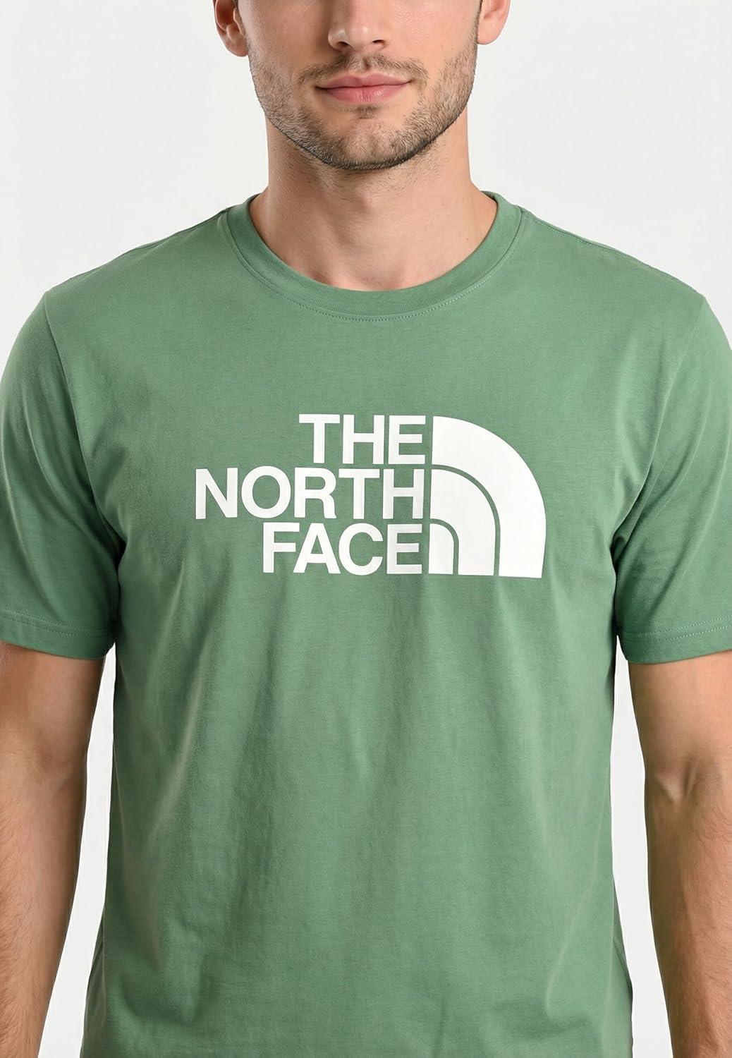 imageTHE NORTH FACE Mens Core Half Dome Shortsleeve Tee Regular Fit Cotton Shirt With Graphic Design amp Ribbed CollarDimmed Algae