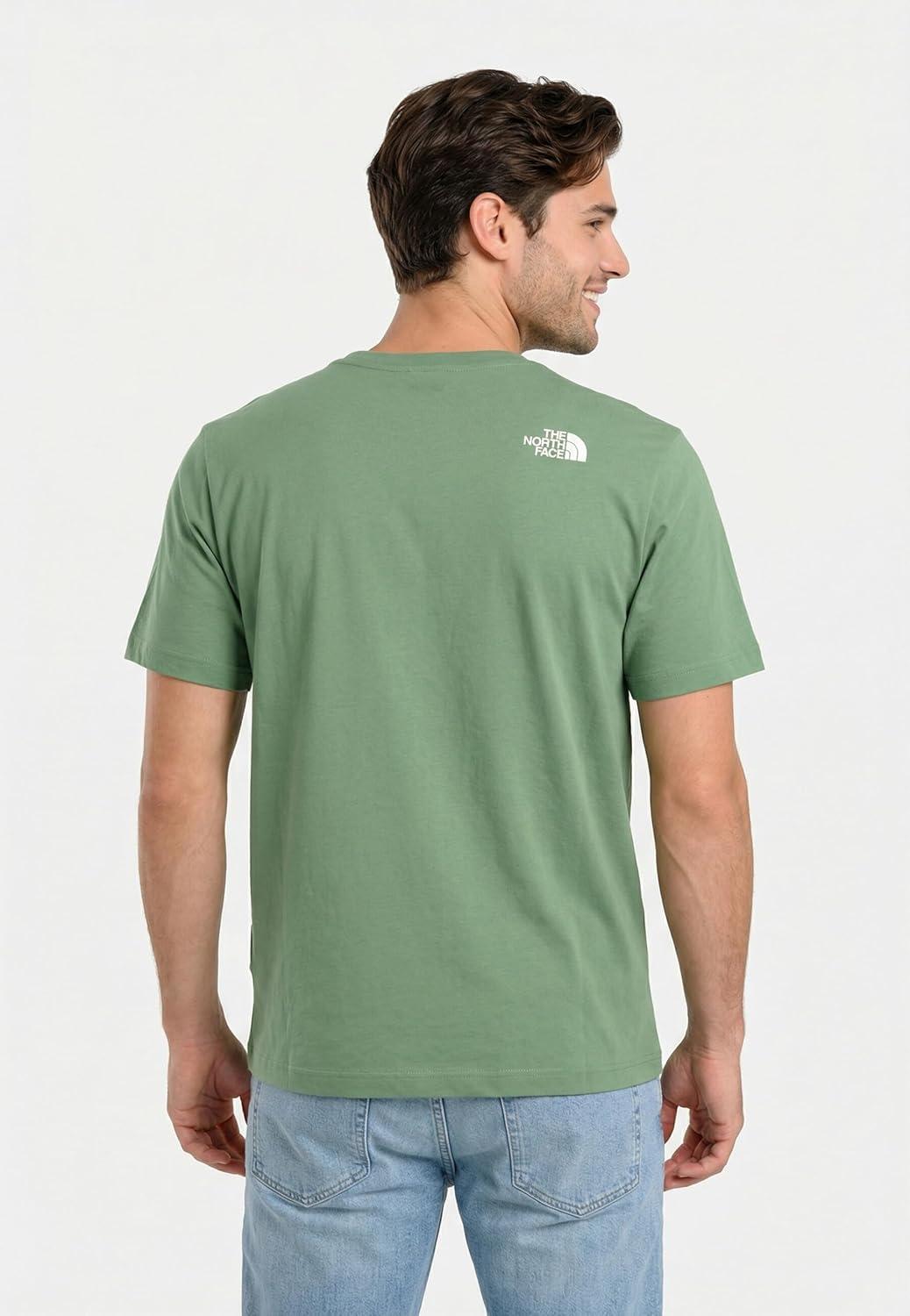 imageTHE NORTH FACE Mens Core Half Dome Shortsleeve Tee Regular Fit Cotton Shirt With Graphic Design amp Ribbed CollarDimmed Algae