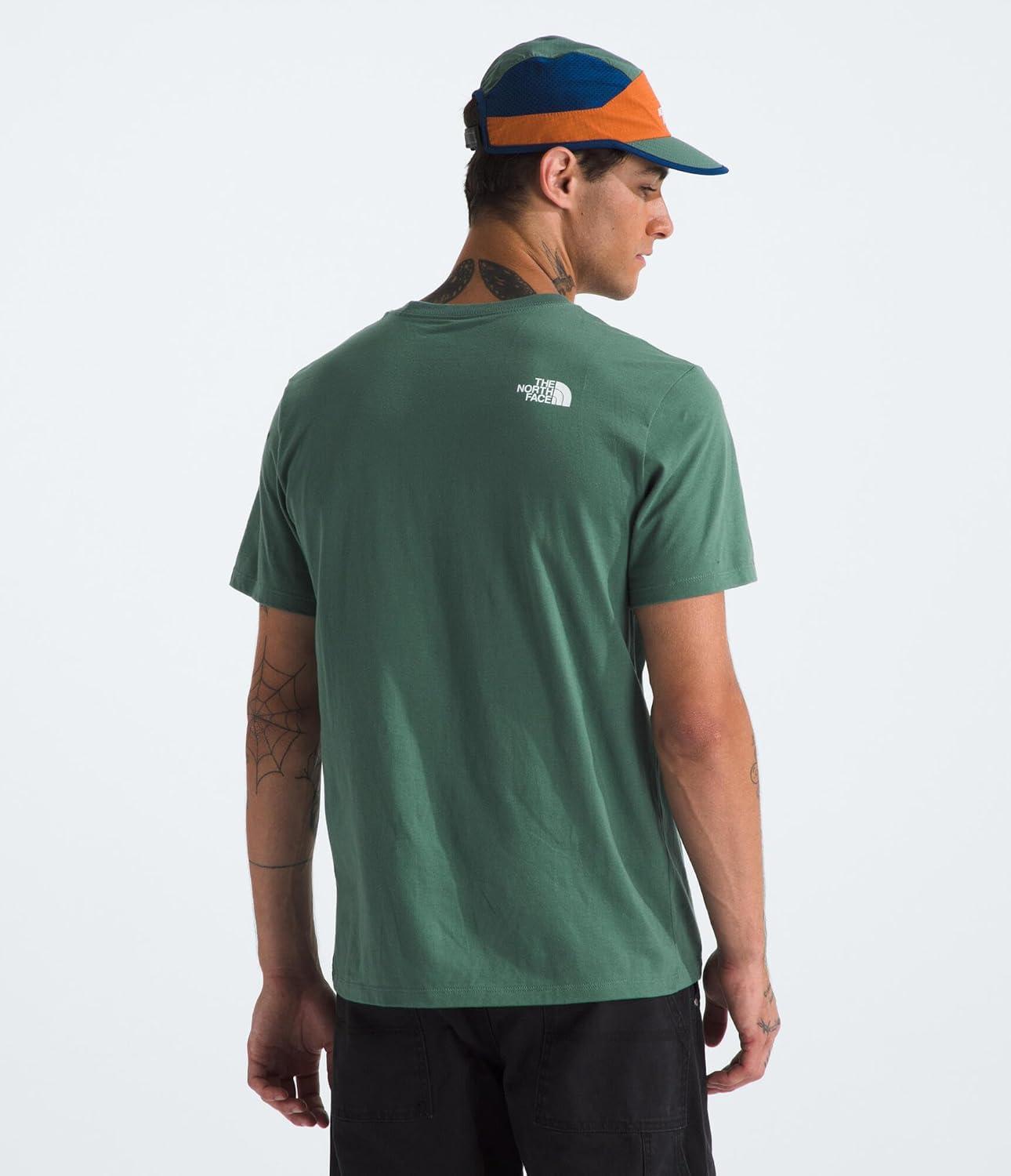 imageTHE NORTH FACE Mens Core Half Dome Shortsleeve Tee Regular Fit Cotton Shirt With Graphic Design amp Ribbed CollarDuck GreenTnf White