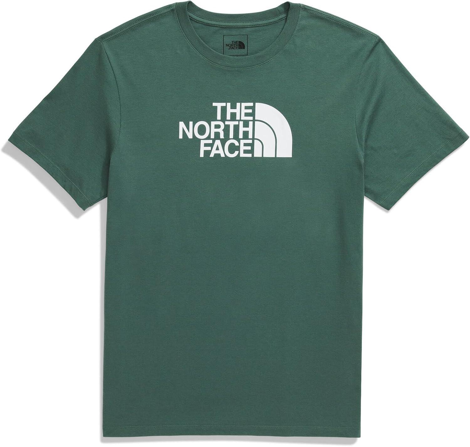 imageTHE NORTH FACE Mens Core Half Dome Shortsleeve Tee Regular Fit Cotton Shirt With Graphic Design amp Ribbed CollarDuck GreenTnf White