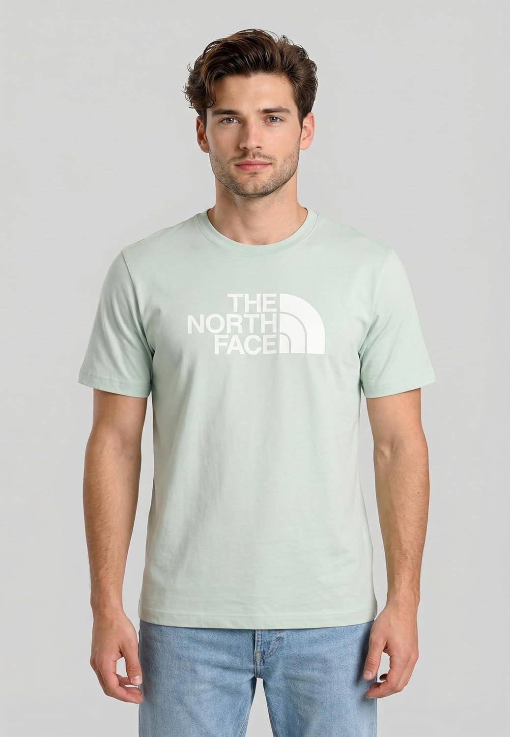 imageTHE NORTH FACE Mens Core Half Dome Shortsleeve Tee Regular Fit Cotton Shirt With Graphic Design amp Ribbed CollarOpal Frost