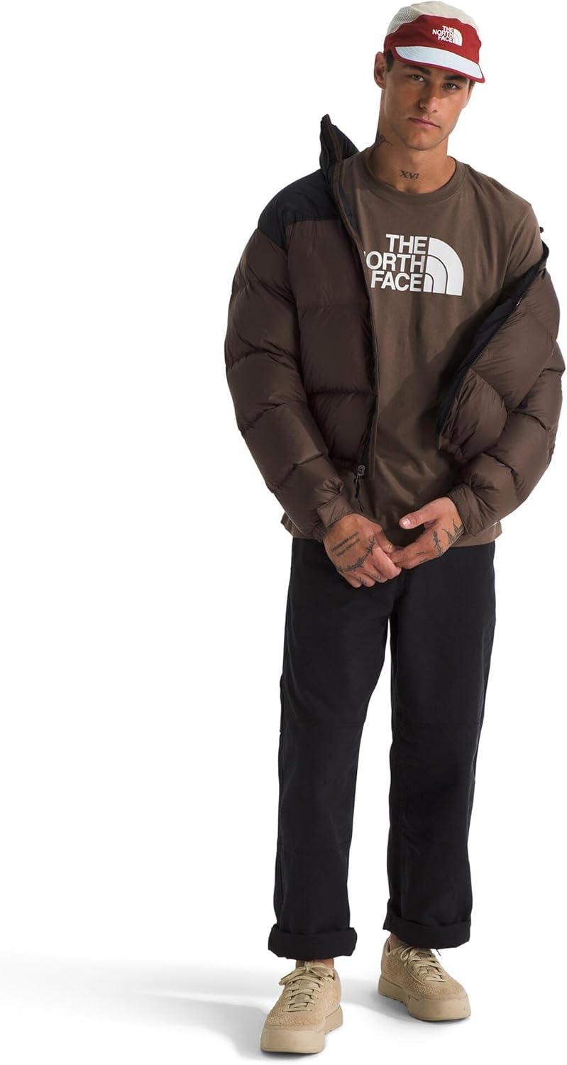 imageTHE NORTH FACE Mens Core Half Dome Shortsleeve Tee Regular Fit Cotton Shirt With Graphic Design amp Ribbed CollarSmokey BrownTnf White