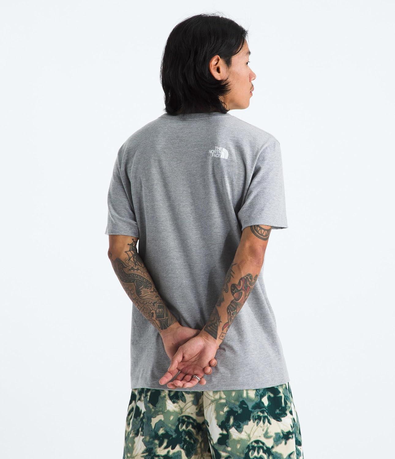 imageTHE NORTH FACE Mens Core Half Dome Shortsleeve Tee Regular Fit Cotton Shirt With Graphic Design amp Ribbed CollarTnf Pale Grey HeatherTnf White