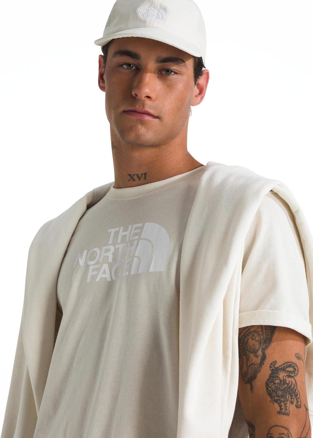 imageTHE NORTH FACE Mens Core Half Dome Shortsleeve Tee Regular Fit Cotton Shirt With Graphic Design amp Ribbed CollarWhite DuneTnf White