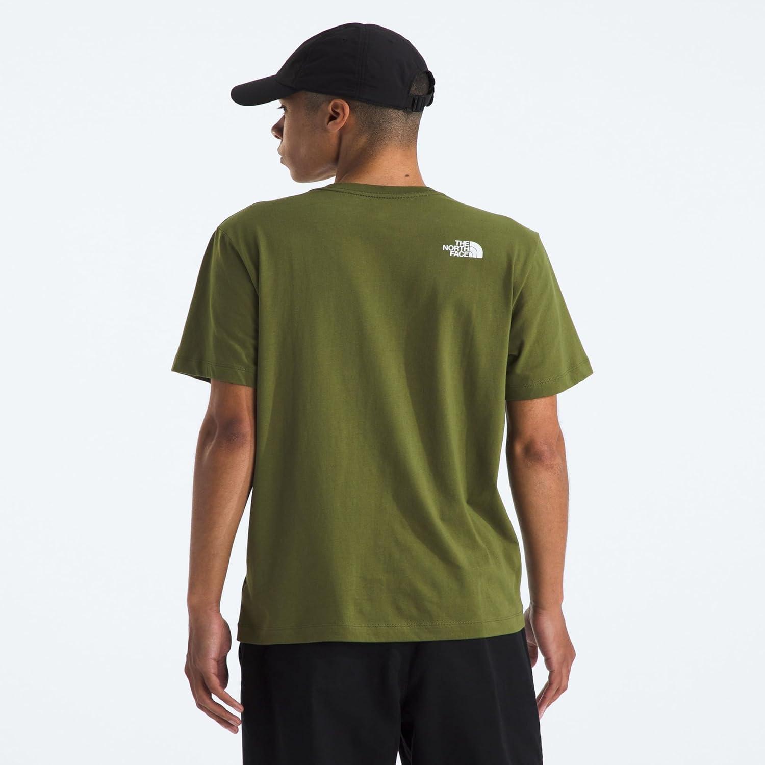 imageTHE NORTH FACE Mens Core Half Dome Shortsleeve Tee Regular Fit Cotton Shirt With Graphic Design amp Ribbed CollarWoodland GreenTnf White
