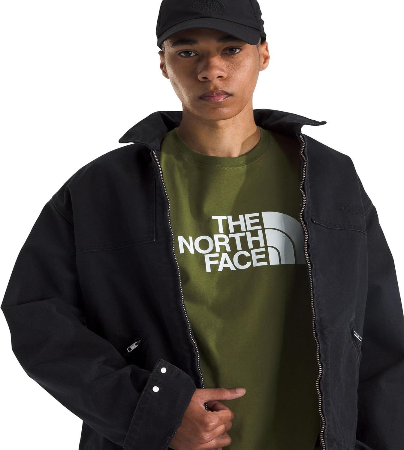 imageTHE NORTH FACE Mens Core Half Dome Shortsleeve Tee Regular Fit Cotton Shirt With Graphic Design amp Ribbed CollarWoodland GreenTnf White