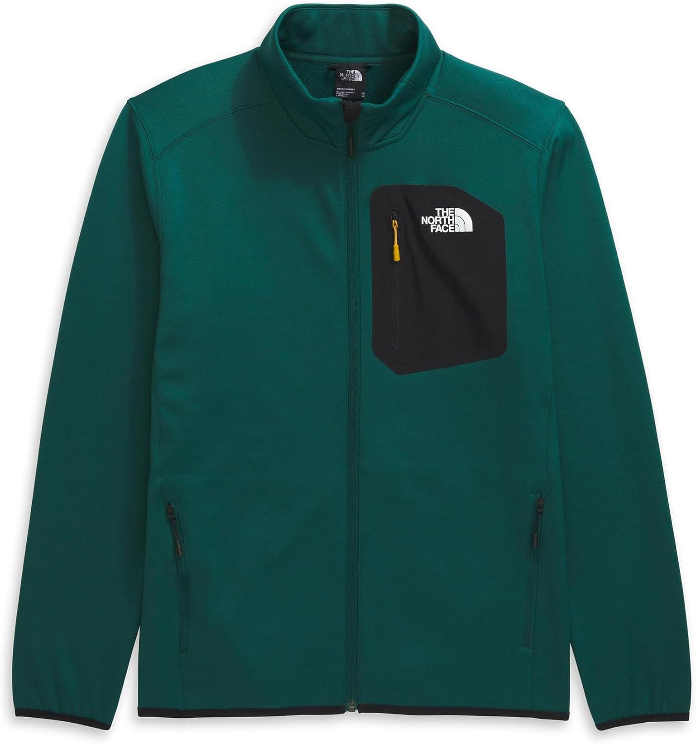 imageTHE NORTH FACE Mens Crest Full Zip Jacket Water Repellent Fleece Coat Double Layer Stand Collar amp Zip Hand PocketsDeep NoriTnf Black