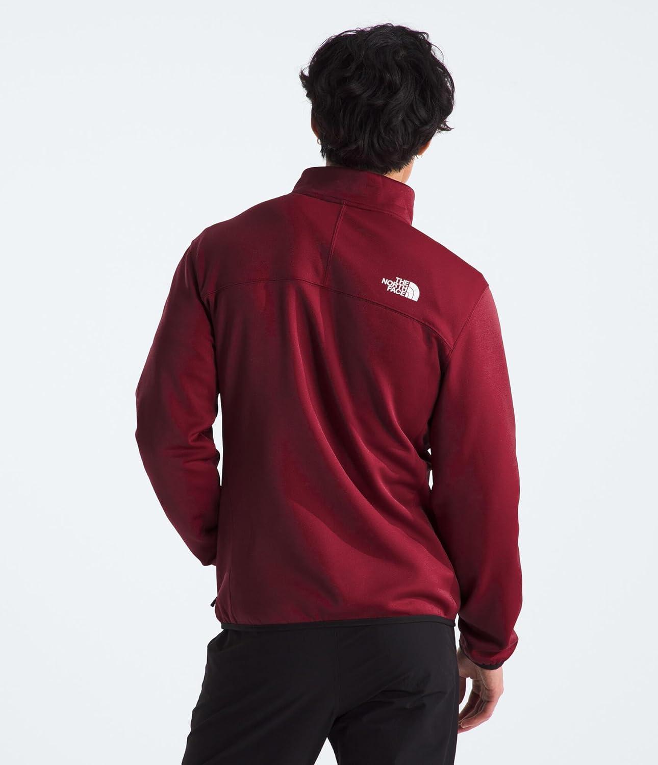 imageTHE NORTH FACE Mens Crest Full Zip Jacket Water Repellent Fleece Coat Double Layer Stand Collar amp Zip Hand PocketsGarnet RedTnf Black