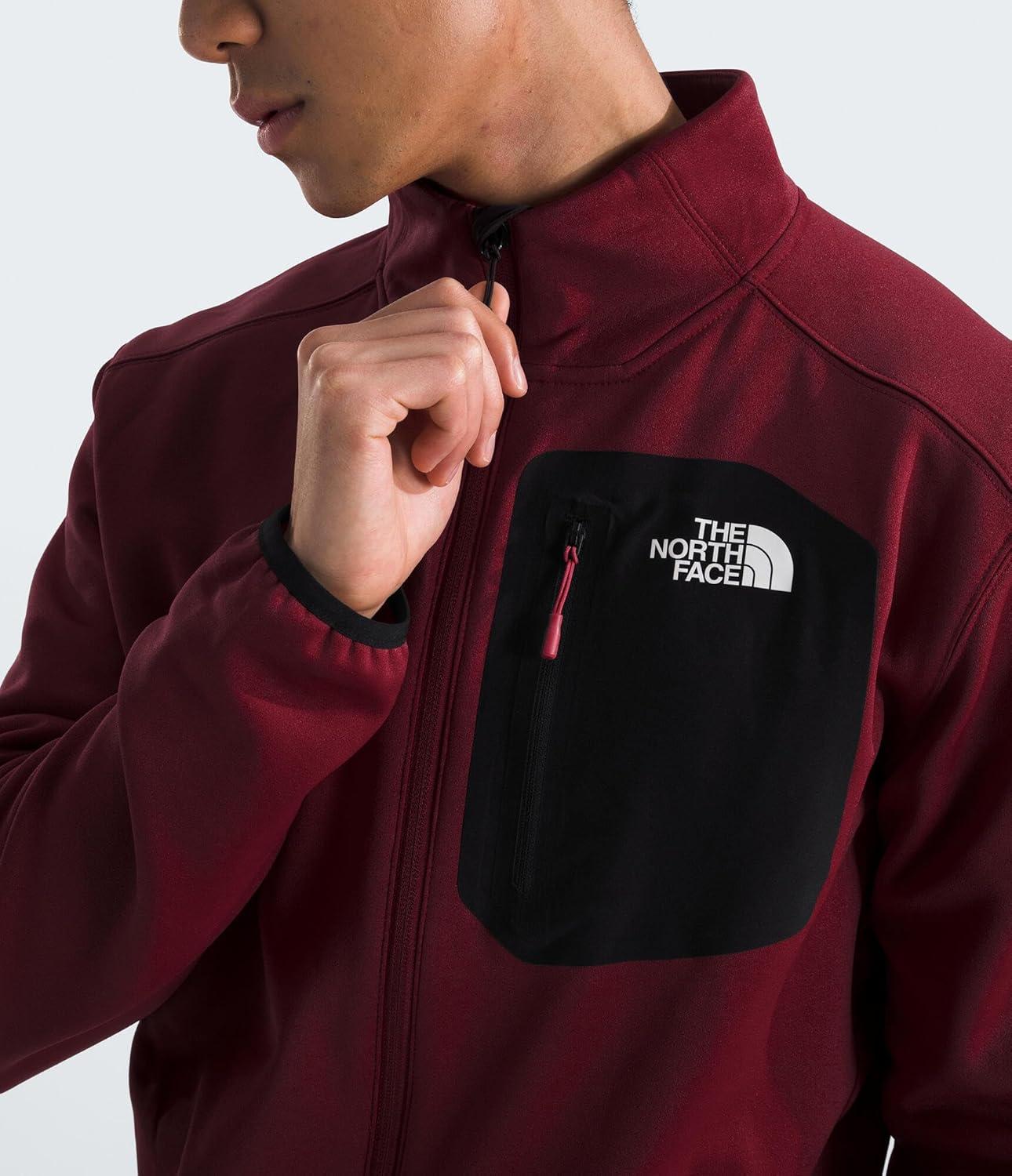 imageTHE NORTH FACE Mens Crest Full Zip Jacket Water Repellent Fleece Coat Double Layer Stand Collar amp Zip Hand PocketsGarnet RedTnf Black